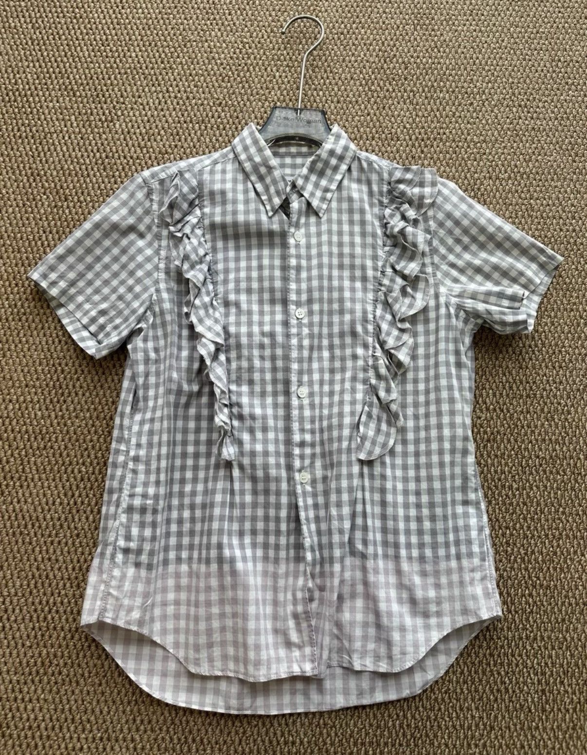 Comme des Garcons COMME des GARÇONS Grey Plaid Ruffle Short Sleeve Shirt K23 Size XS / US 0-2 / IT 36-38 - 1 Thumbnail