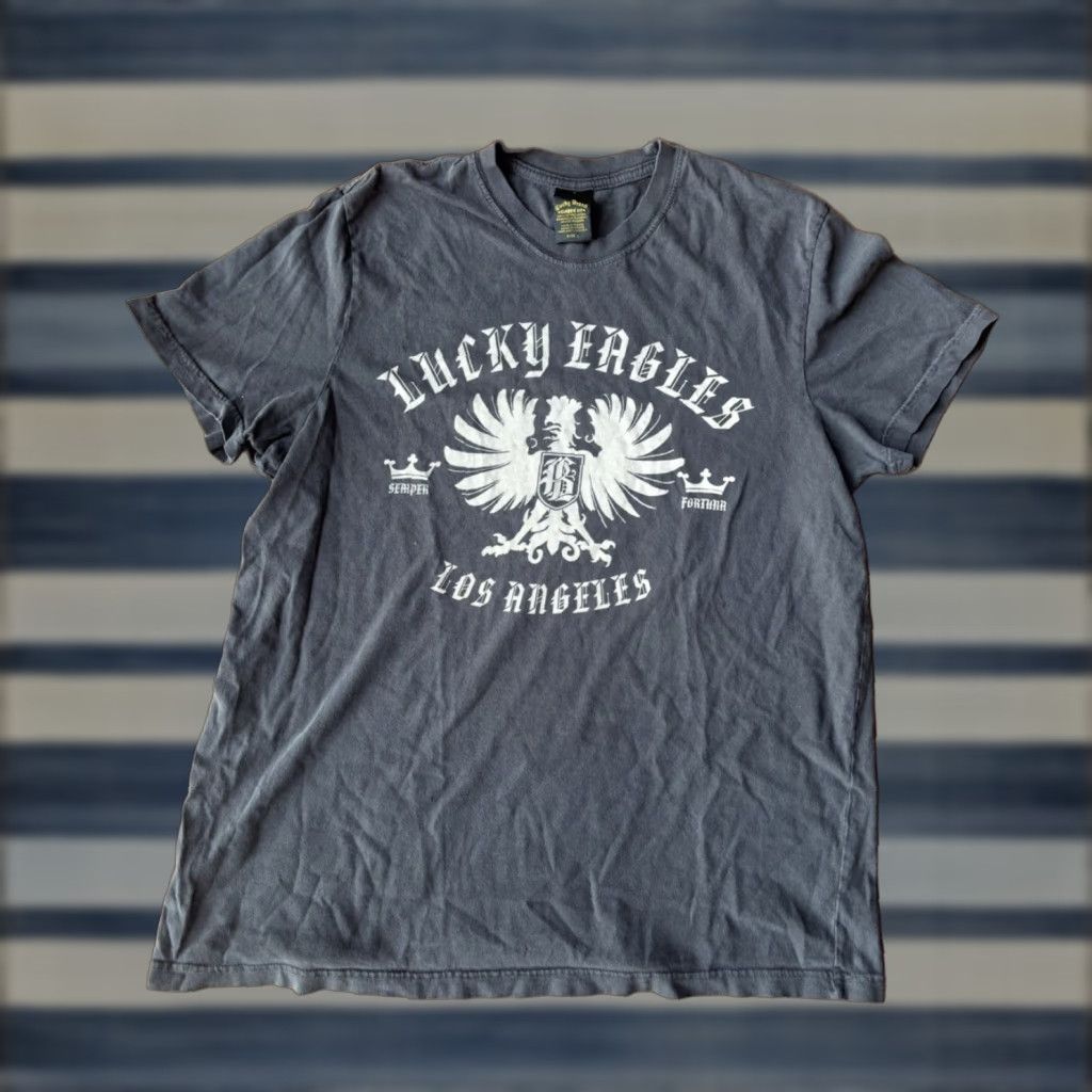 Lucky Brand VINTAGE Lucky Brand Eagles Los Angeles T-Shirt Large Black Canvas Crew Neck Short Sleeve Mens 90s Graphic Print Size US L / EU 52-54 / 3 - 1 Thumbnail