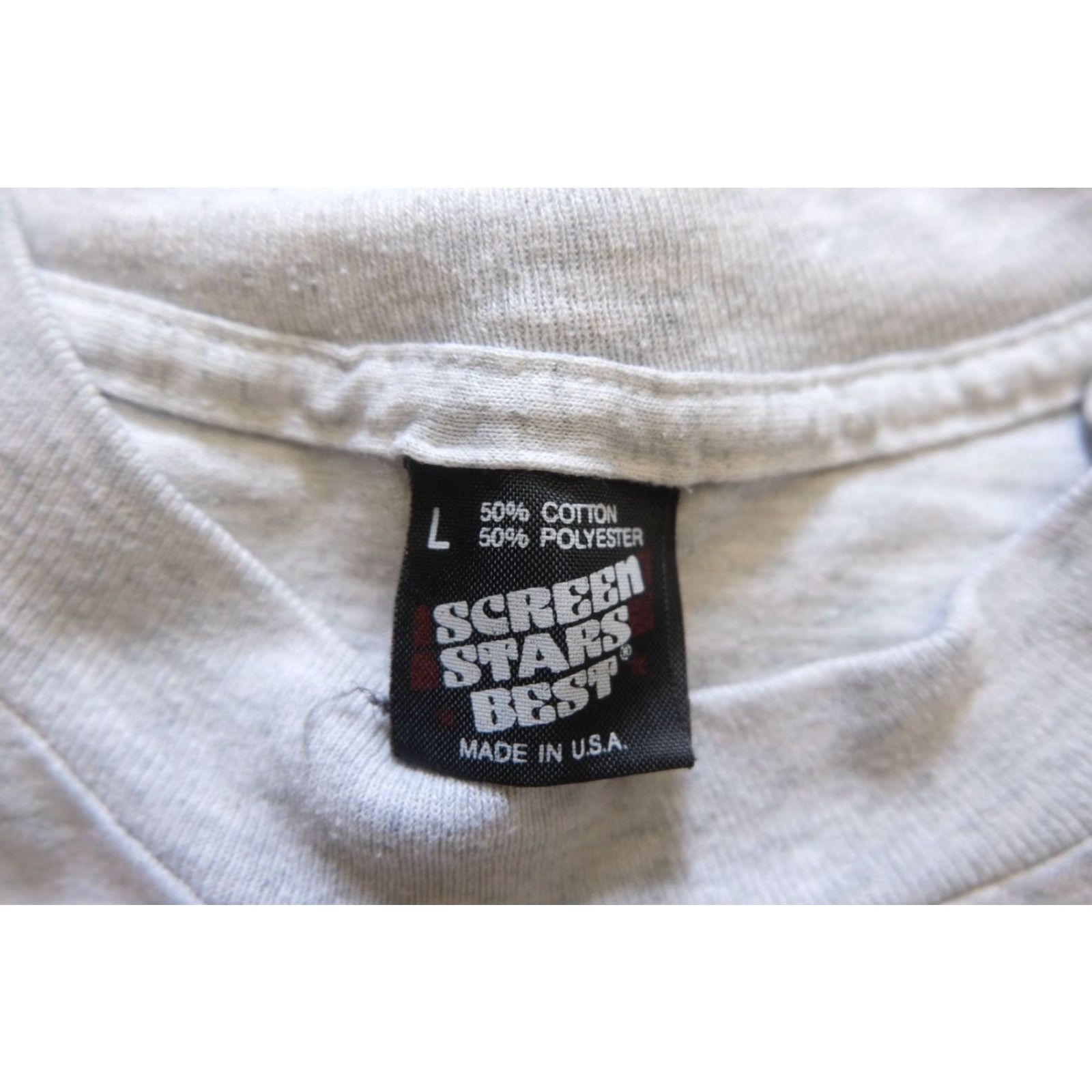Vintage VINTAGE SCREEN STARS BEST 90s T-Shirt Gray L Men’s SZ L Crew Neck Single Stitch USA Made Peace Pipe Graphic Print Size US L / EU 52-54 / 3 - 7 Thumbnail