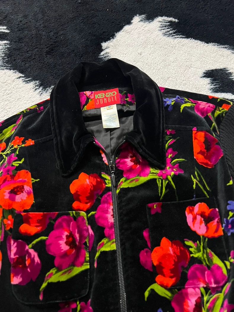 Kenzo KENZO Velvet Flower Patchwork Knit Sleeve Zip-Up Jacket Size XS / US 0-2 / IT 36-38 - 4 Thumbnail