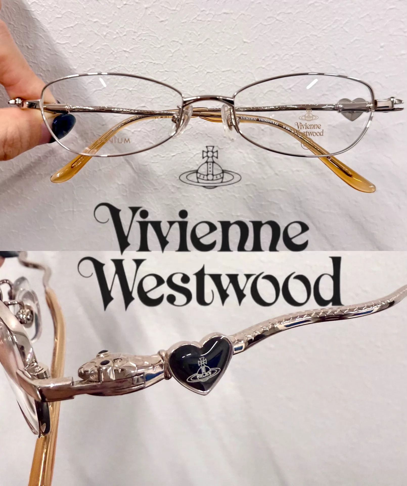 Vivienne Westwood Vintage Snake Curve Saturn Glasses in Beige, Women's