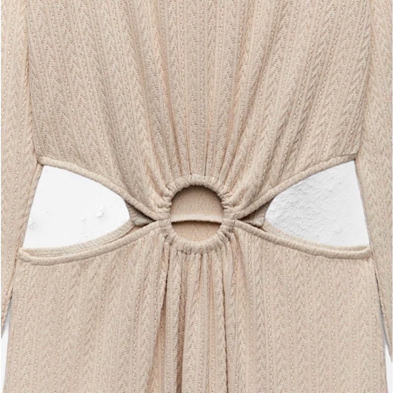 Zara NWT Zara Cut Off Soft MIDI Stretchy Dress Cream - Size Small Size S / US 4 / IT 40 - 3 Thumbnail