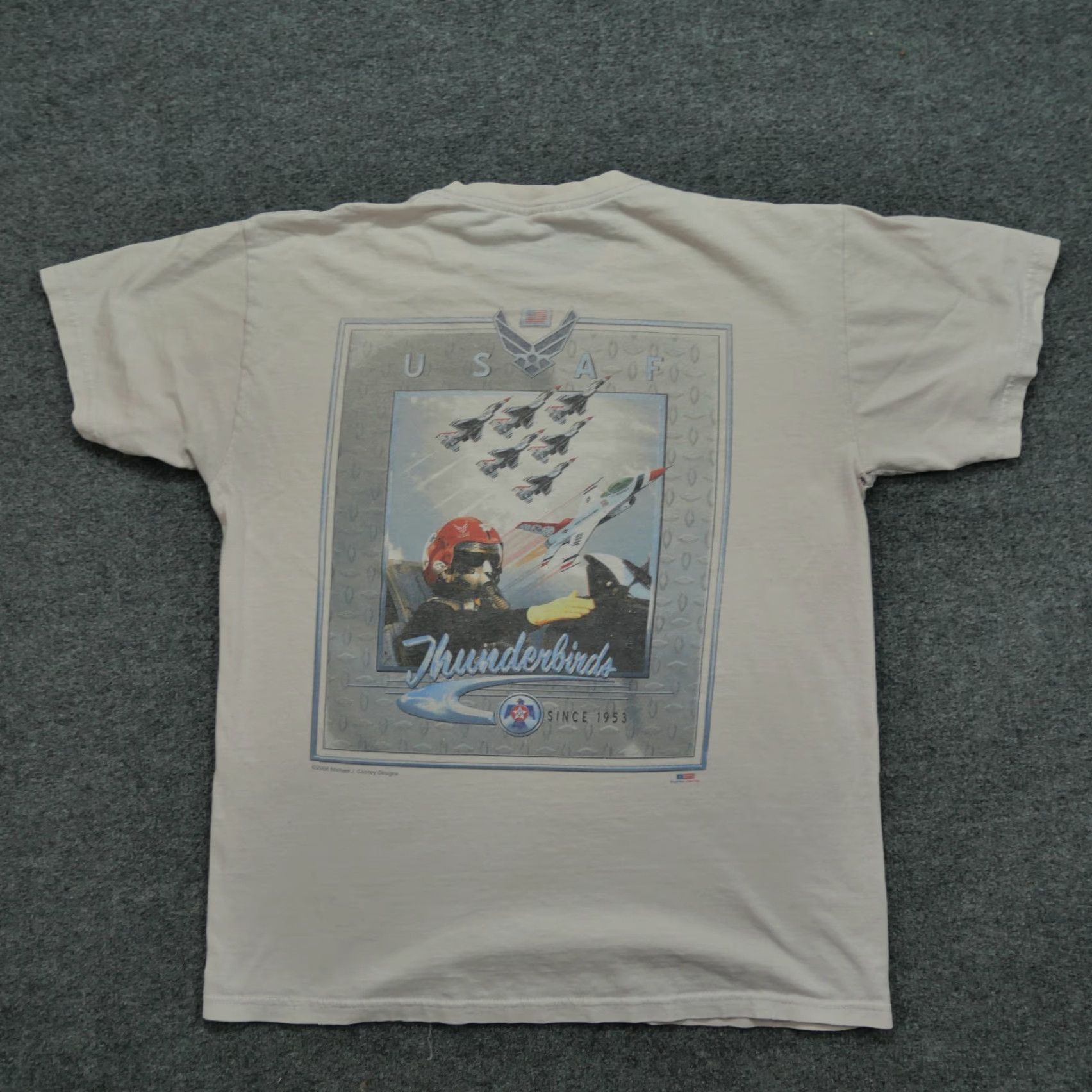 Gildan VINTAGE USAF Thunderbirds T Shirt Mens Medium White Air Force Y2K Size US M / EU 48-50 / 2 - 2 Thumbnail