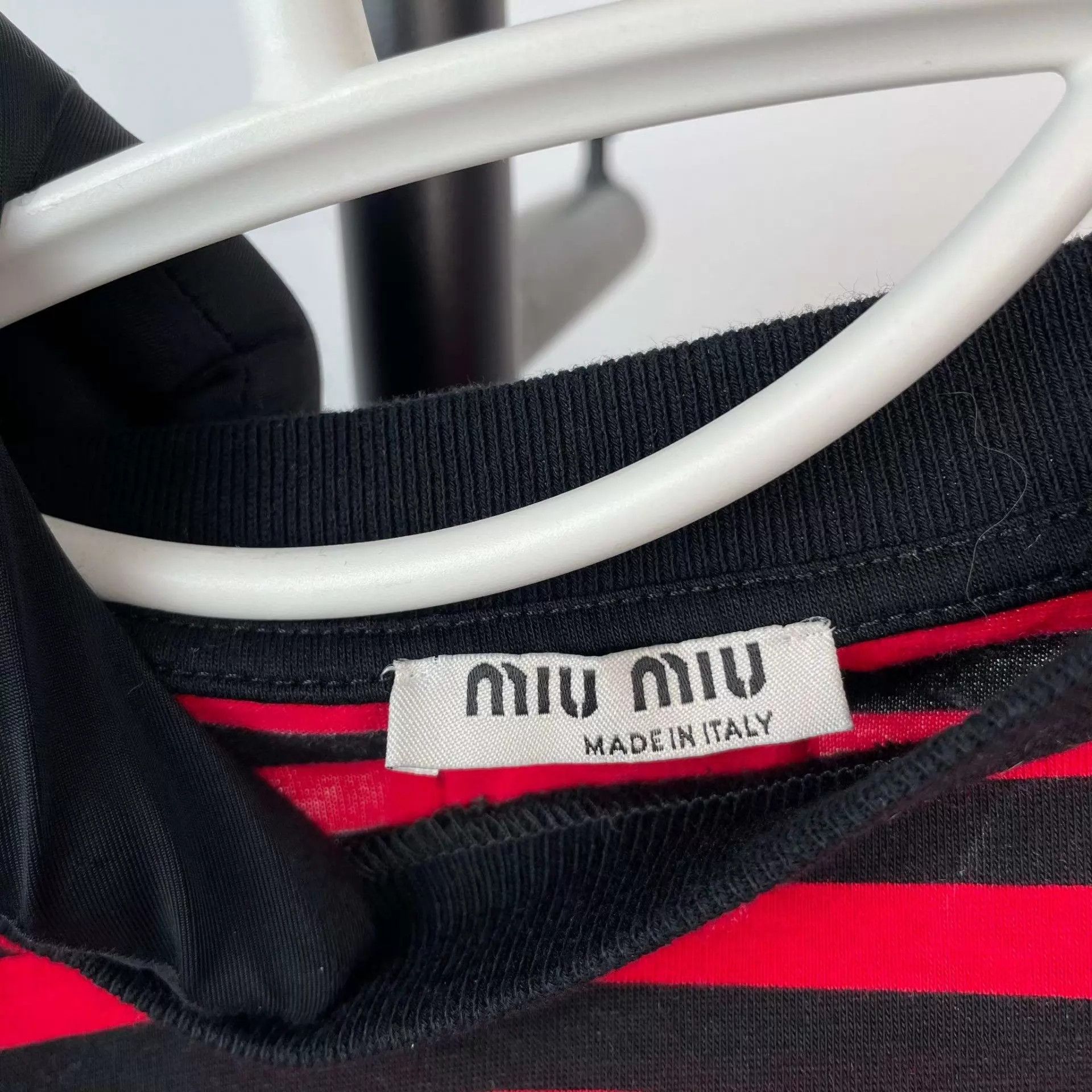 Miu Miu MIU MIU Red-Black Striped Short Sleeve T-shirt Size S / US 4 / IT 40 - 5 Thumbnail