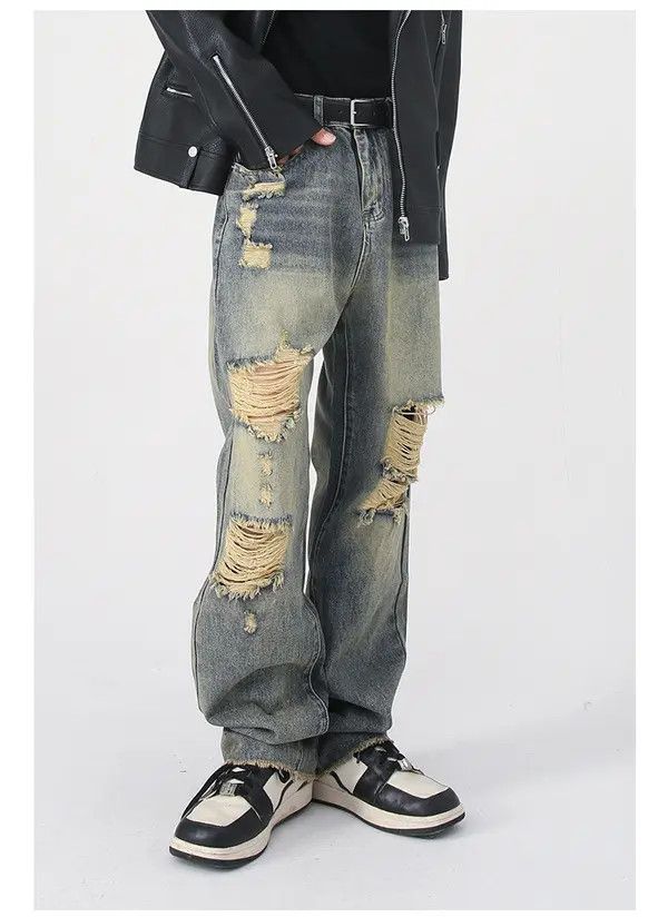 Japanese Brand Vintage distressed washed high street loose ripped jeans Size US 32 / EU 48 - 3 Thumbnail