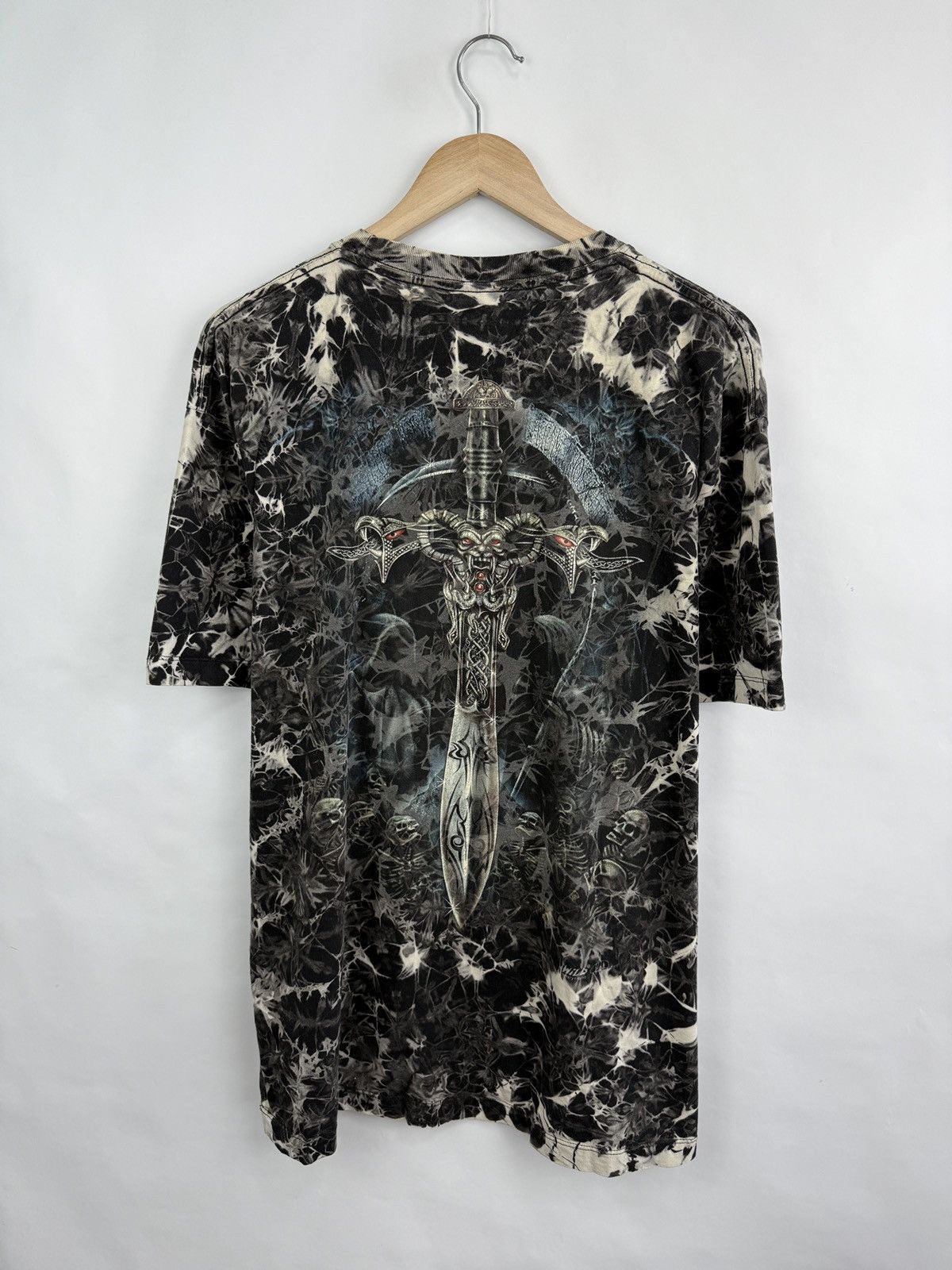 Affliction × No Fear × Tapout 🇺🇸💀Vintage 90s Skull Gothic Sword Graphic Tie Dye T-Shirt Size US XL / EU 56 / 4 - 6 Thumbnail