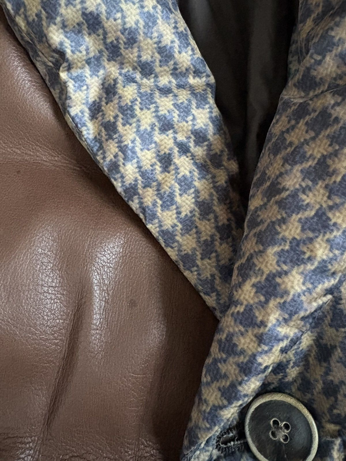 Kapital kapital leather elbow patch Houndstooth printed jacket Size US L / EU 52-54 / 3 - 5 Thumbnail