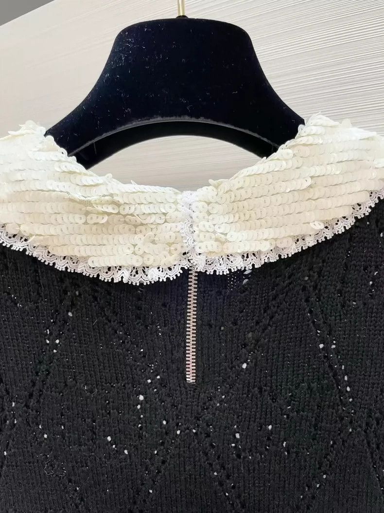 Gucci GucciBead collar dark pattern logo wool knitted dress 2503- Size M / US 6-8 / IT 42-44 - 6 Thumbnail