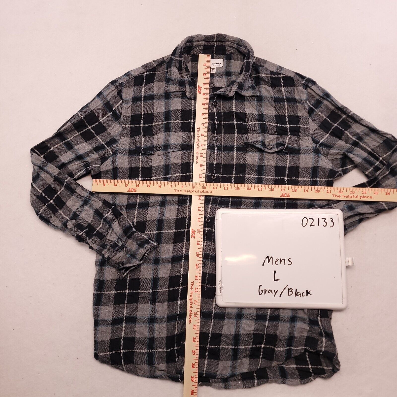 Sonoma Sonoma Tartan Flannel Button Up Shirt Mens Size L Gray Black Size US L / EU 52-54 / 3 - 7 Thumbnail