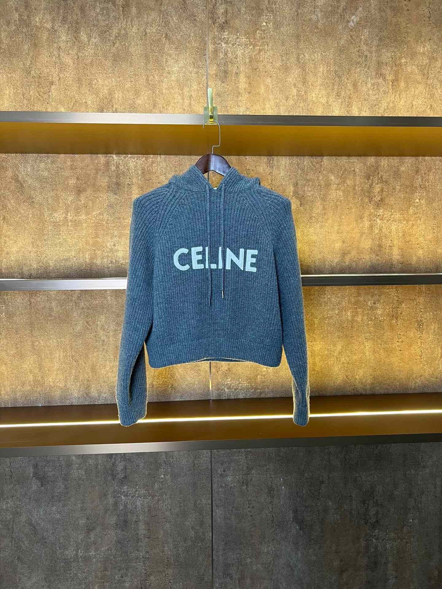 Celine Celine Gray Hooded Wool Sweatshirt Size XS / US 0-2 / IT 36-38 - 1 Thumbnail