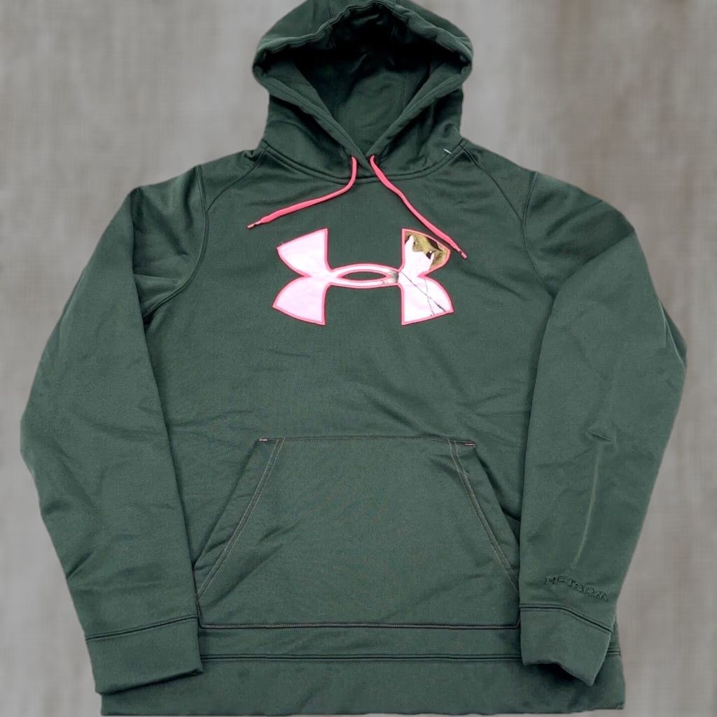 Under Armour Under Armour Hoodie Women M Green Camo Logo Pullover Regular Fleece Breathable Pockets All Seasons Modern Sports Logo Womens Size M / US 6-8 / IT 42-44 - 1 Thumbnail