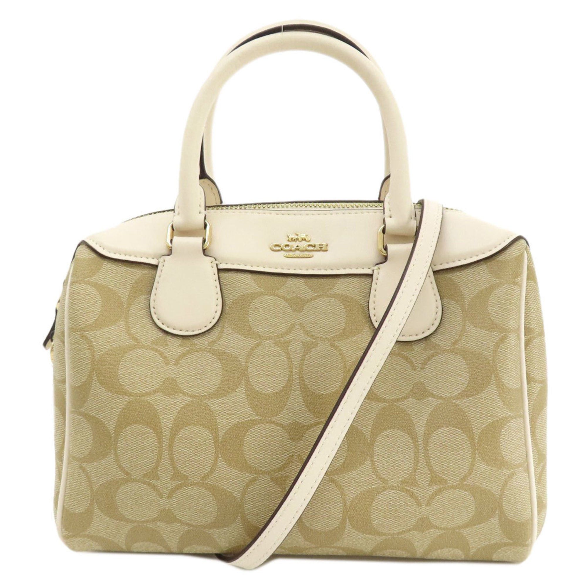 image of Coach F32203 Boston Signature Bag Canvas Women's in White