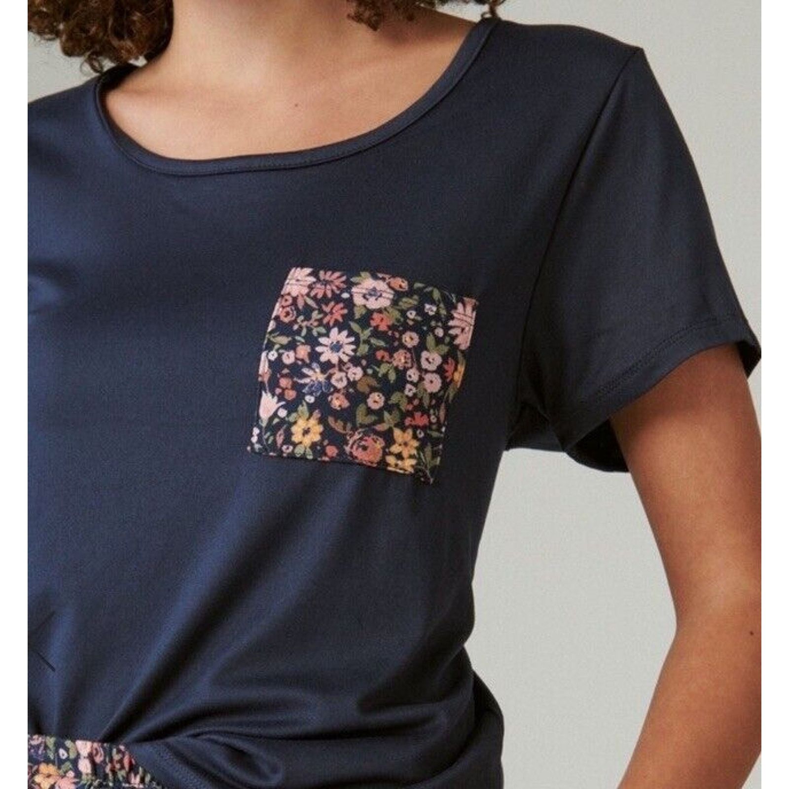 Lucky Brand Lucky Brand | Blue Floral Pocket Sleep Top Short Sleeve XL Size XL / US 12-14 / IT 48-50 - 2 Thumbnail