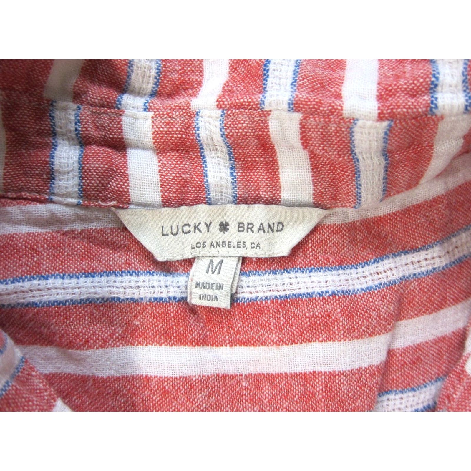Lucky Brand Lucky Brand Blouse Shirt Ladies M Red Cap Sleeve Open Back Linen Rayon Stripe Button Down Size M / US 6-8 / IT 42-44 - 4 Thumbnail