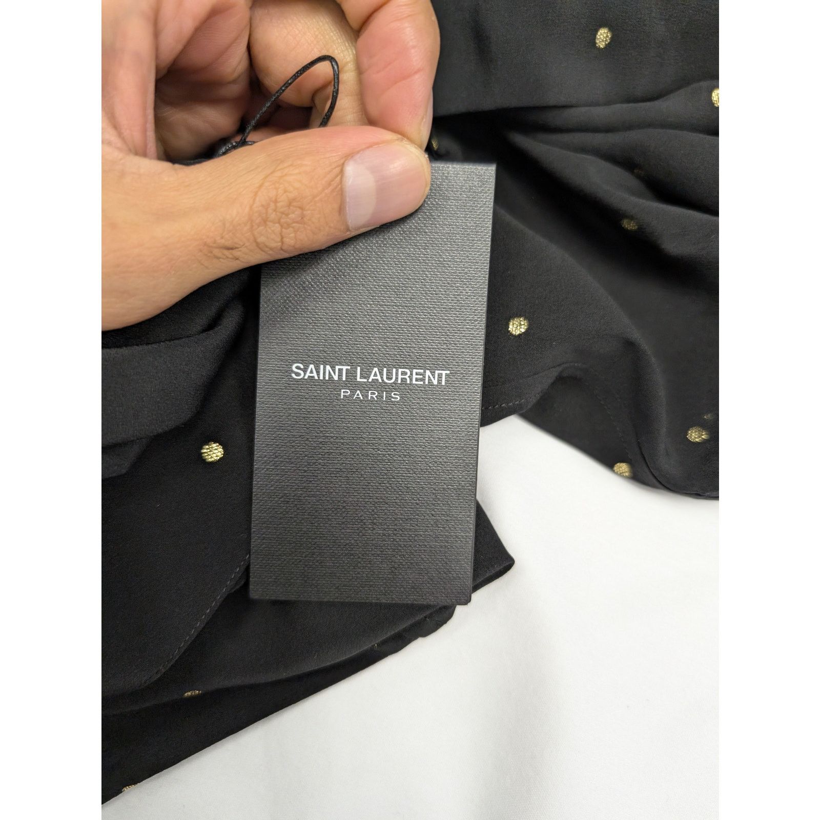 Saint Laurent Paris o1rshd1 Black with Gold Dots Button up Shirt in Black Size US M / EU 48-50 / 2 - 15 Thumbnail