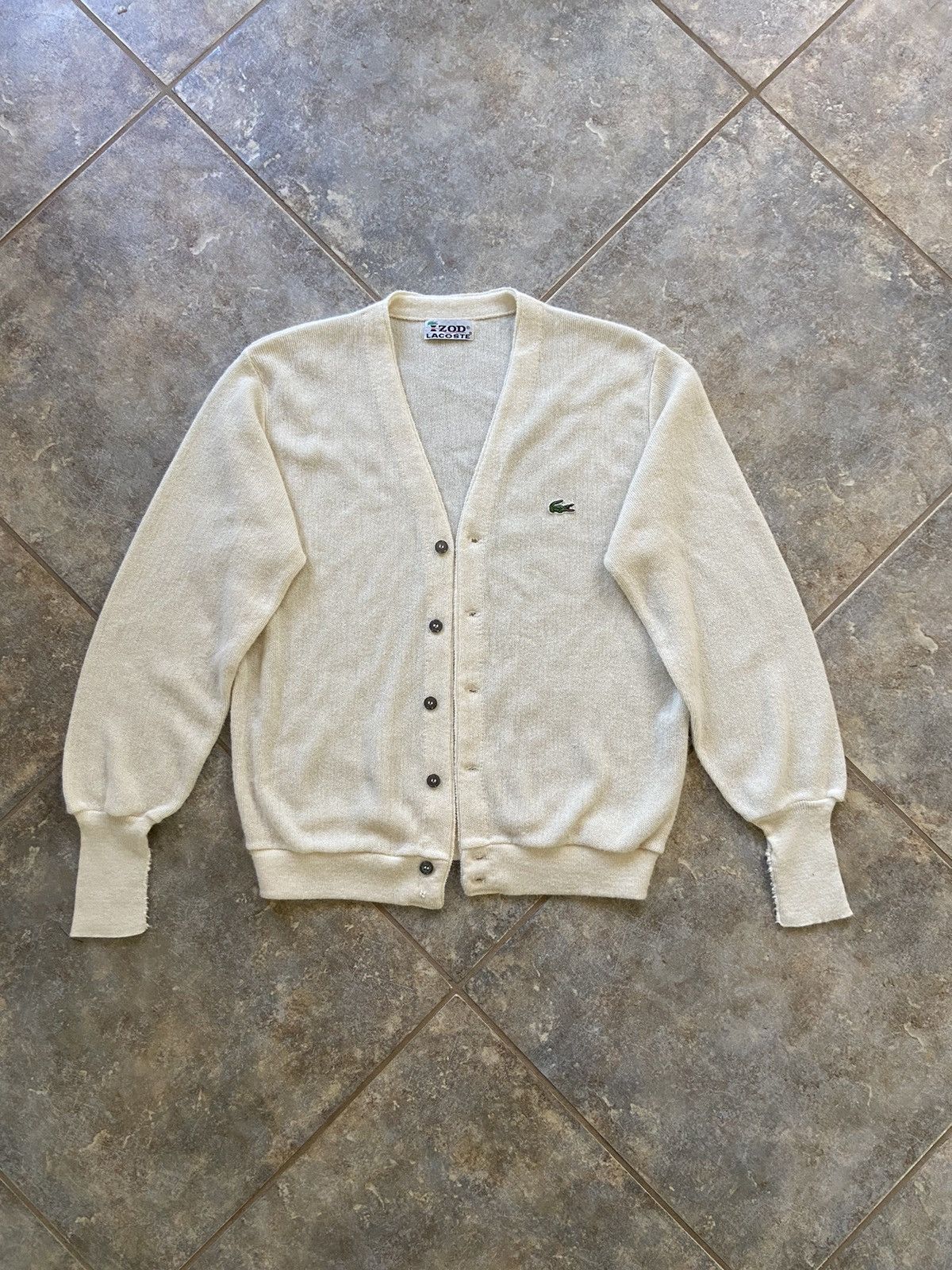 Lacoste 1960s true vintage cream lacoste cardigan Size US L / EU 52-54 / 3 - 1 Thumbnail