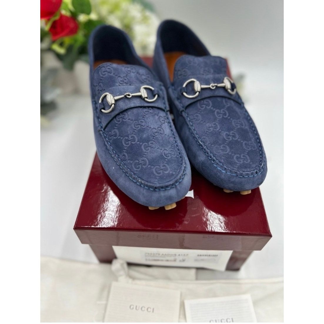 Gucci Gucci blue suede GG embossed Driver loafer sz 11 fits 11.5 Size US 11.5 / EU 44-45 - 3 Thumbnail