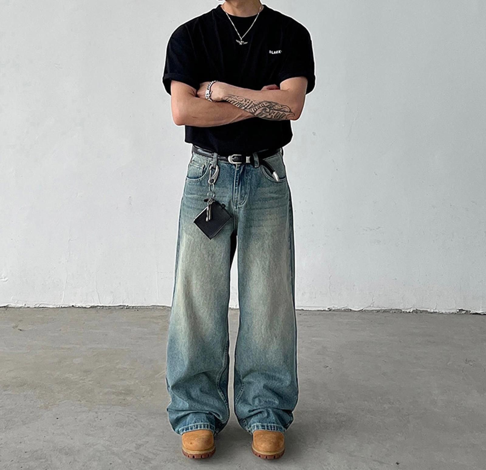 Jean × Vintage Baggy Wide-Leg Denim Jeans Size US 33 - 2 Thumbnail