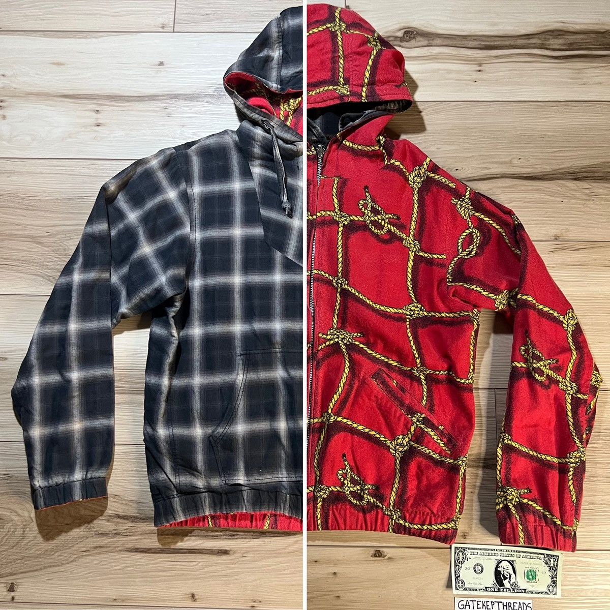 Sasquatchfabrix Sasquatchfabrix AW05 3D Rope Check Reversible Hoodie Size US M / EU 48-50 / 2 - 1 Thumbnail