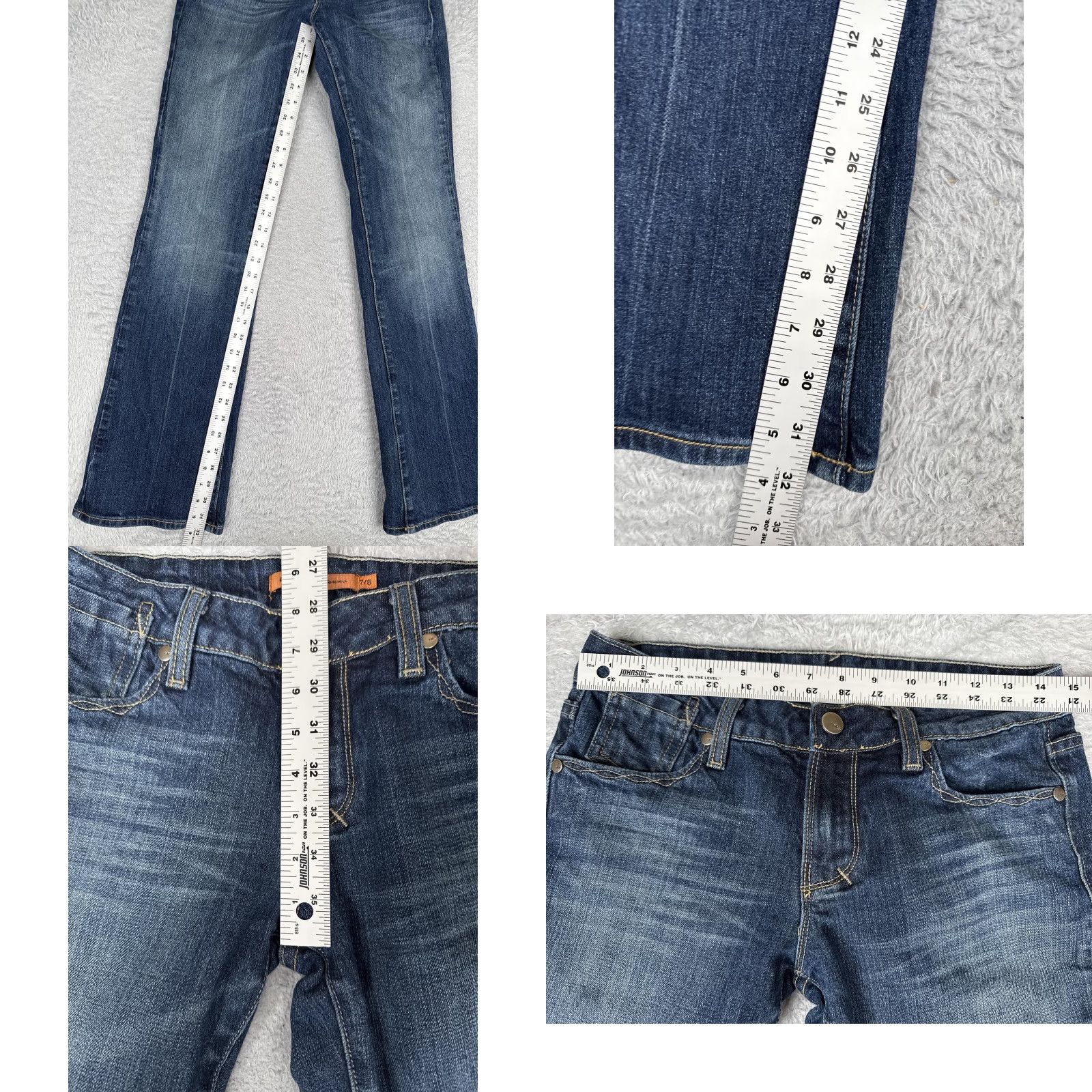 Vintage VIGOSS Jeans Bootcut Junior 7/8 Blue Medium Wash Low Rise Stretch Denim 29x32 Womens Size 28" / US 6 / IT 42 - 8 Thumbnail