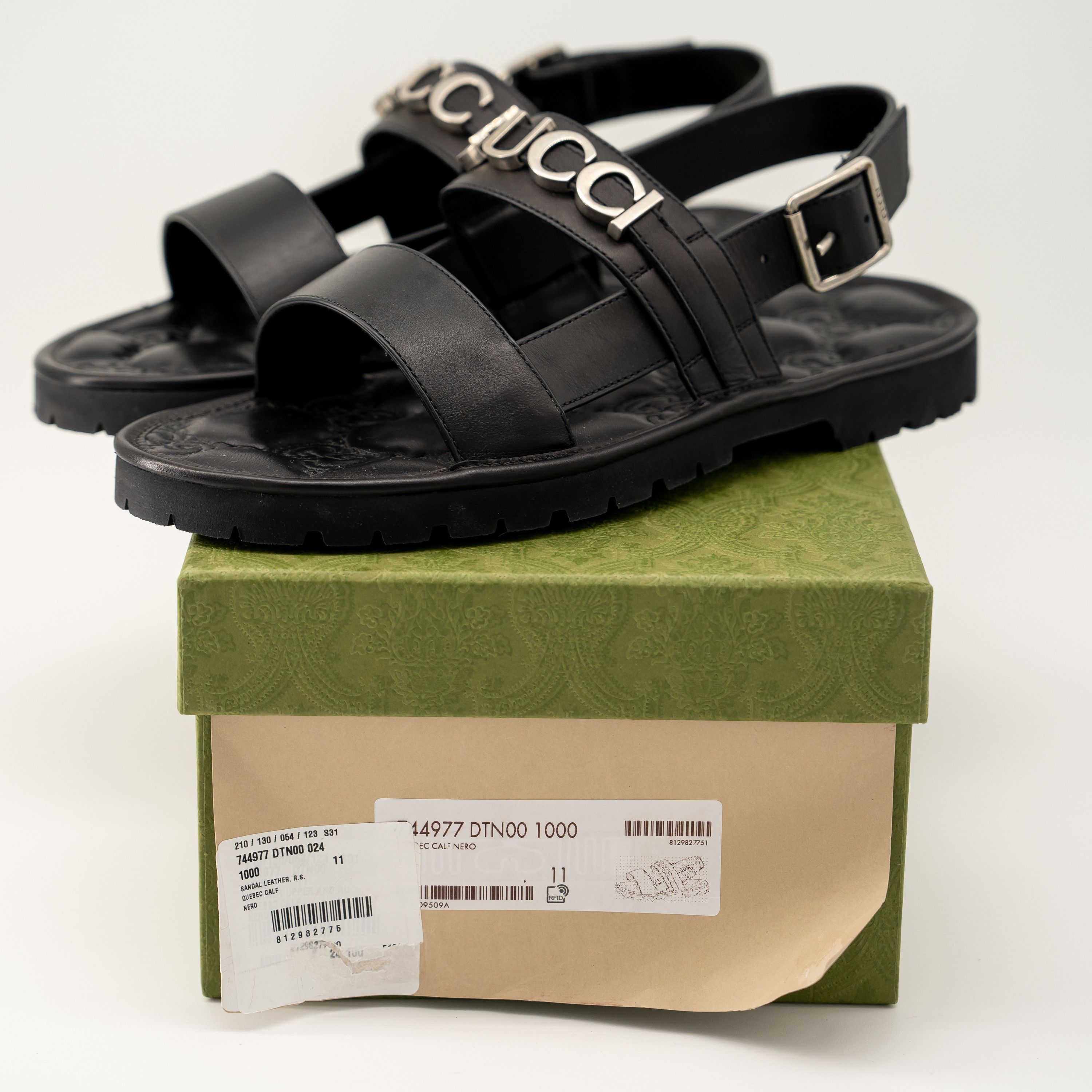 Gucci 11G 11.5 US Gucci Leather Sandals Black Strap Buckle Size US 11.5 / EU 44-45 - 11 Thumbnail