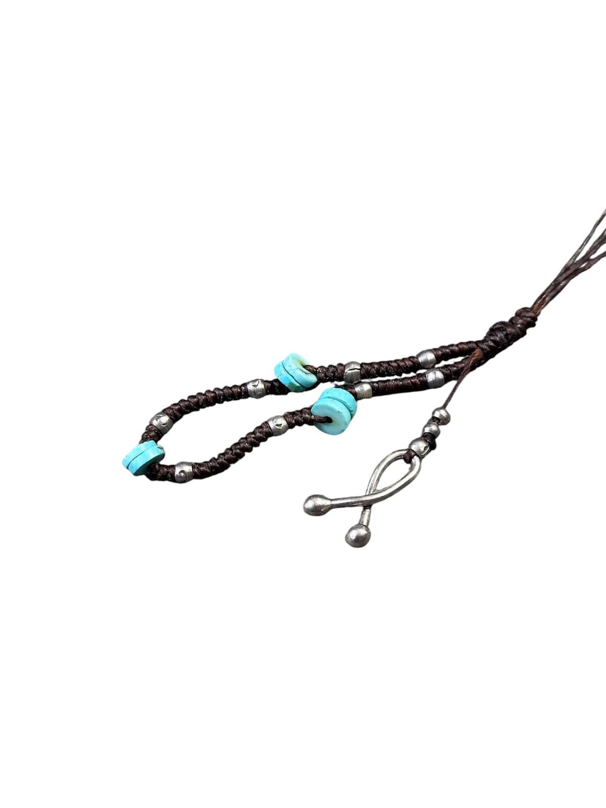 Vintage KAREN SILVER WITH TURQUOISE BRAIDED KEYCHAIN / PHONE STRAP Size ONE SIZE - 3 Thumbnail