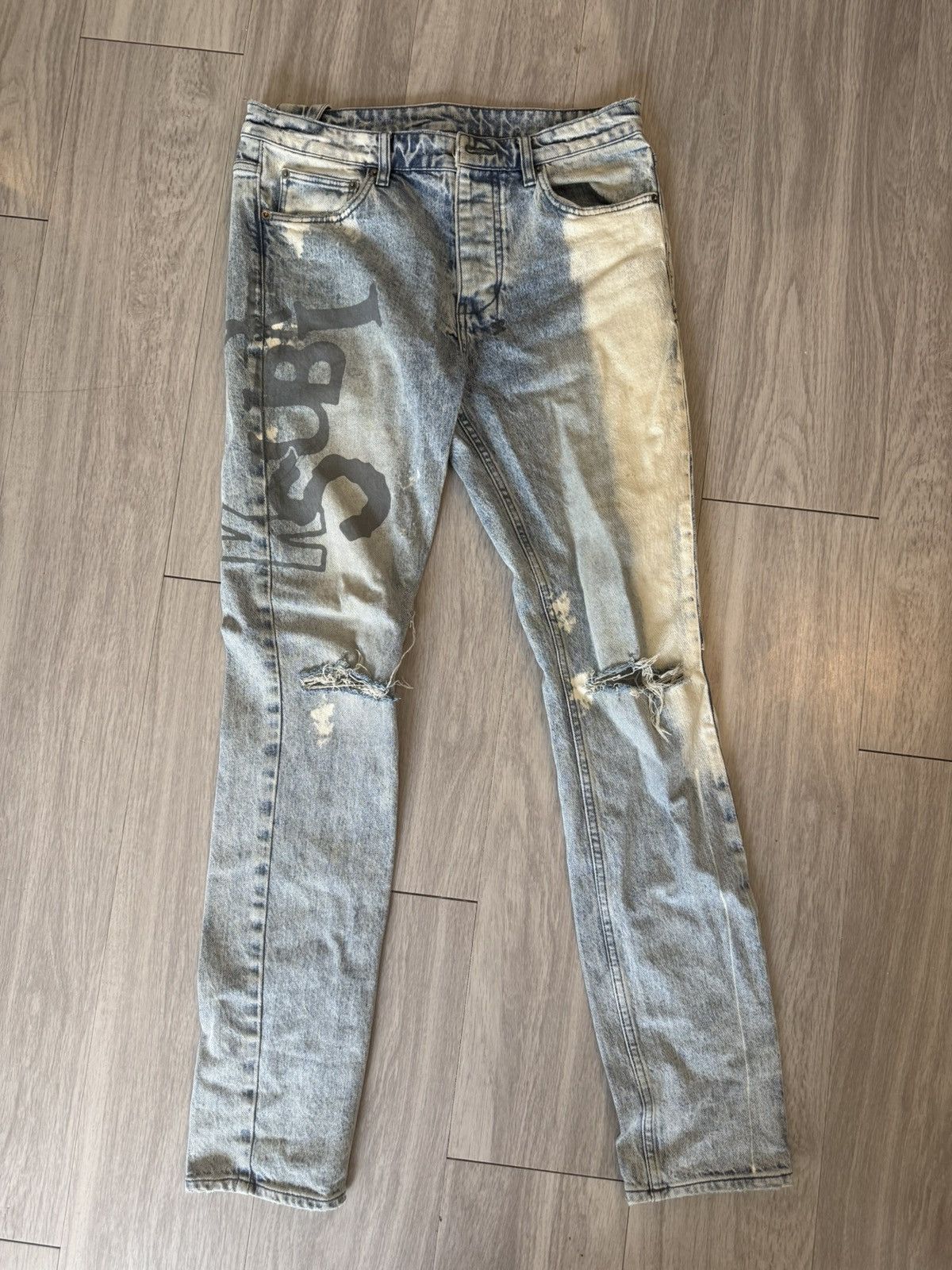 Ksubi Ksubi "Side Logo" Bleach Wash Jeans Size US 32 / EU 48 - 1 Thumbnail