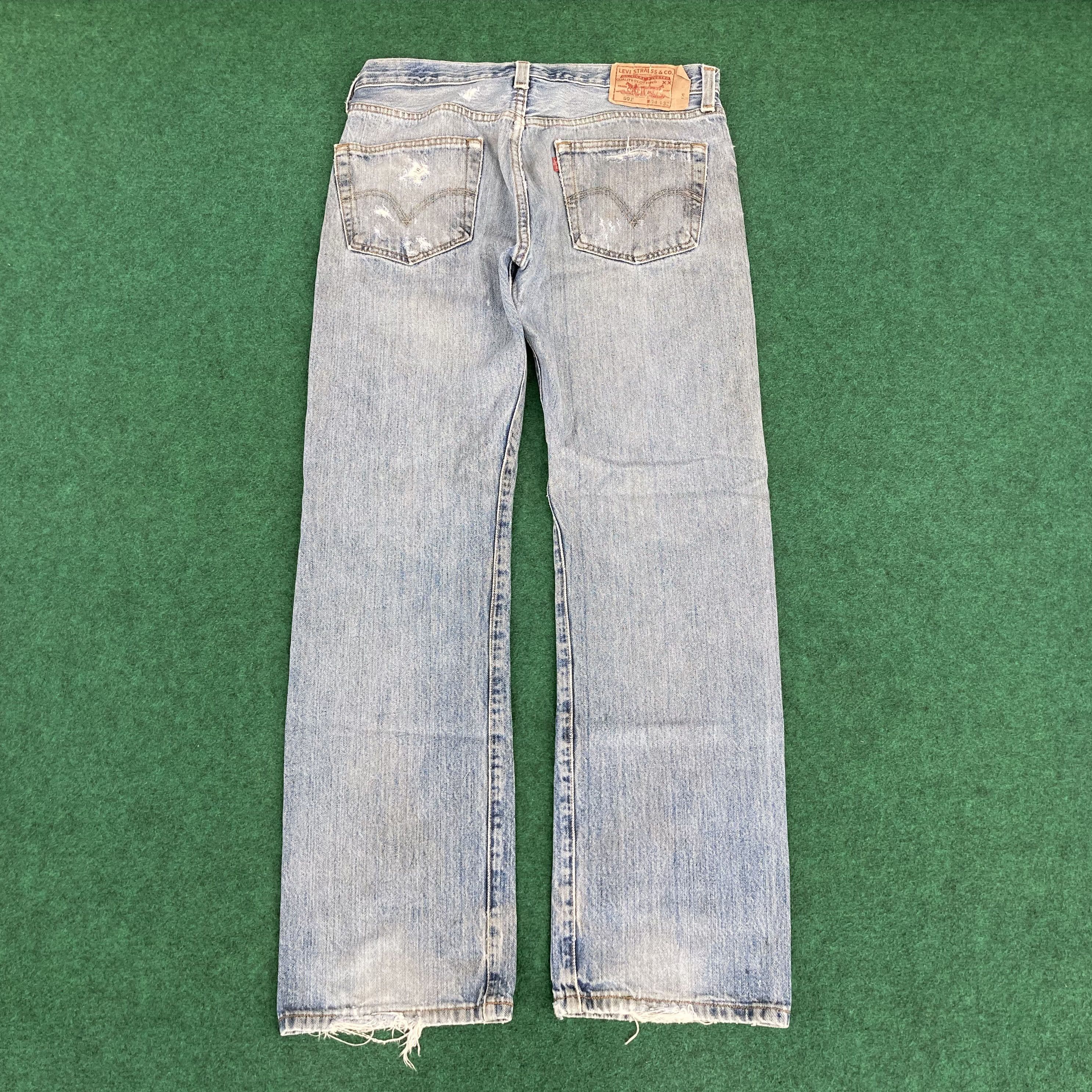 Levi's × Vintage Vtg Levis 501 Ripped Stains Button Fly Blue Denim Jeans Size US 34 / EU 50 - 16 Thumbnail