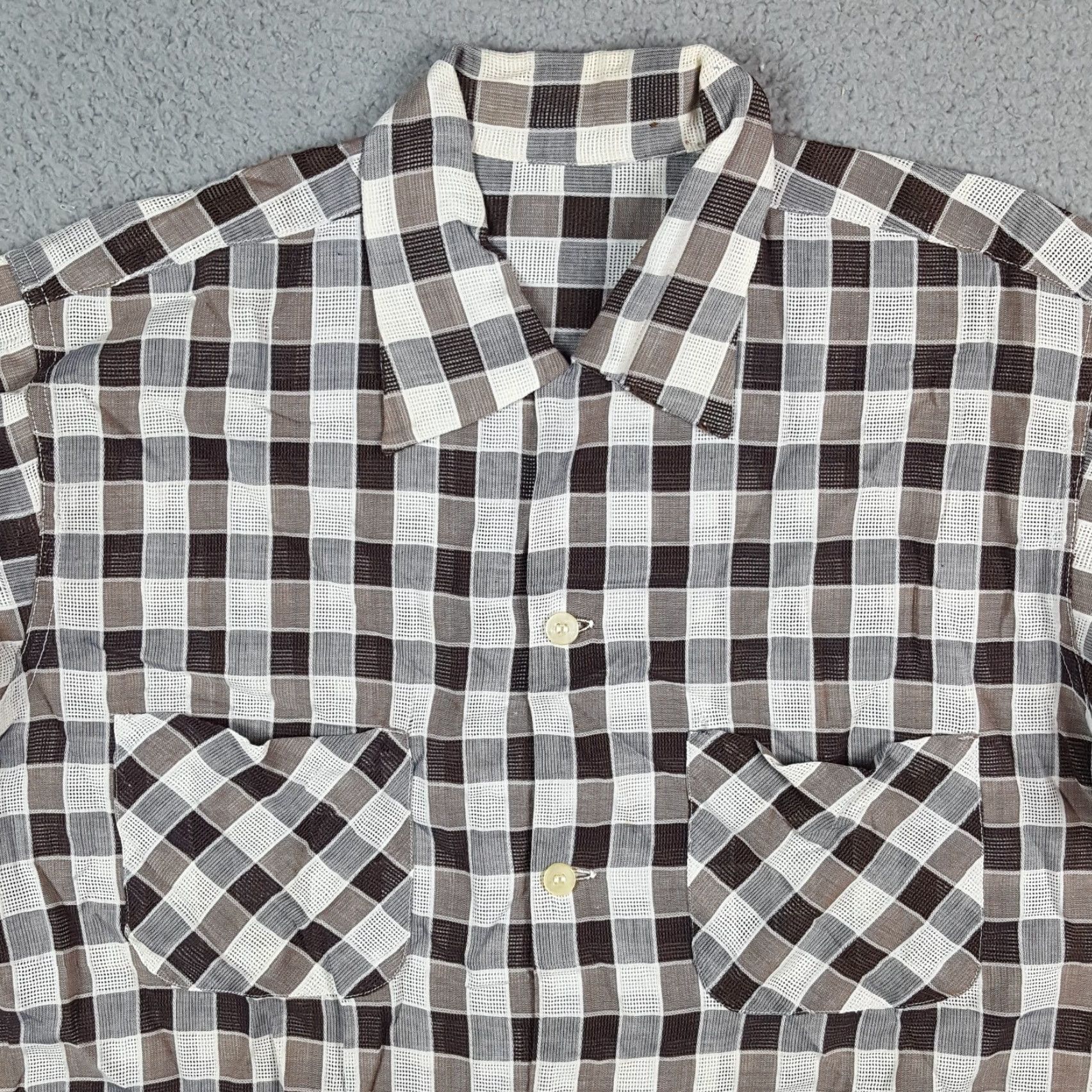Vintage Vintage 80s Woven Check Plaid Pocket Size L Western Button Up Collared Shirt Size US L / EU 52-54 / 3 - 2 Thumbnail