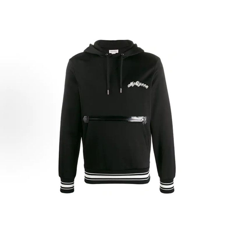 Alexander McQueen Alexander McQUEEN Black Striped Logo Hoodie 0089 Size US XL / EU 56 / 4 - 1 Thumbnail