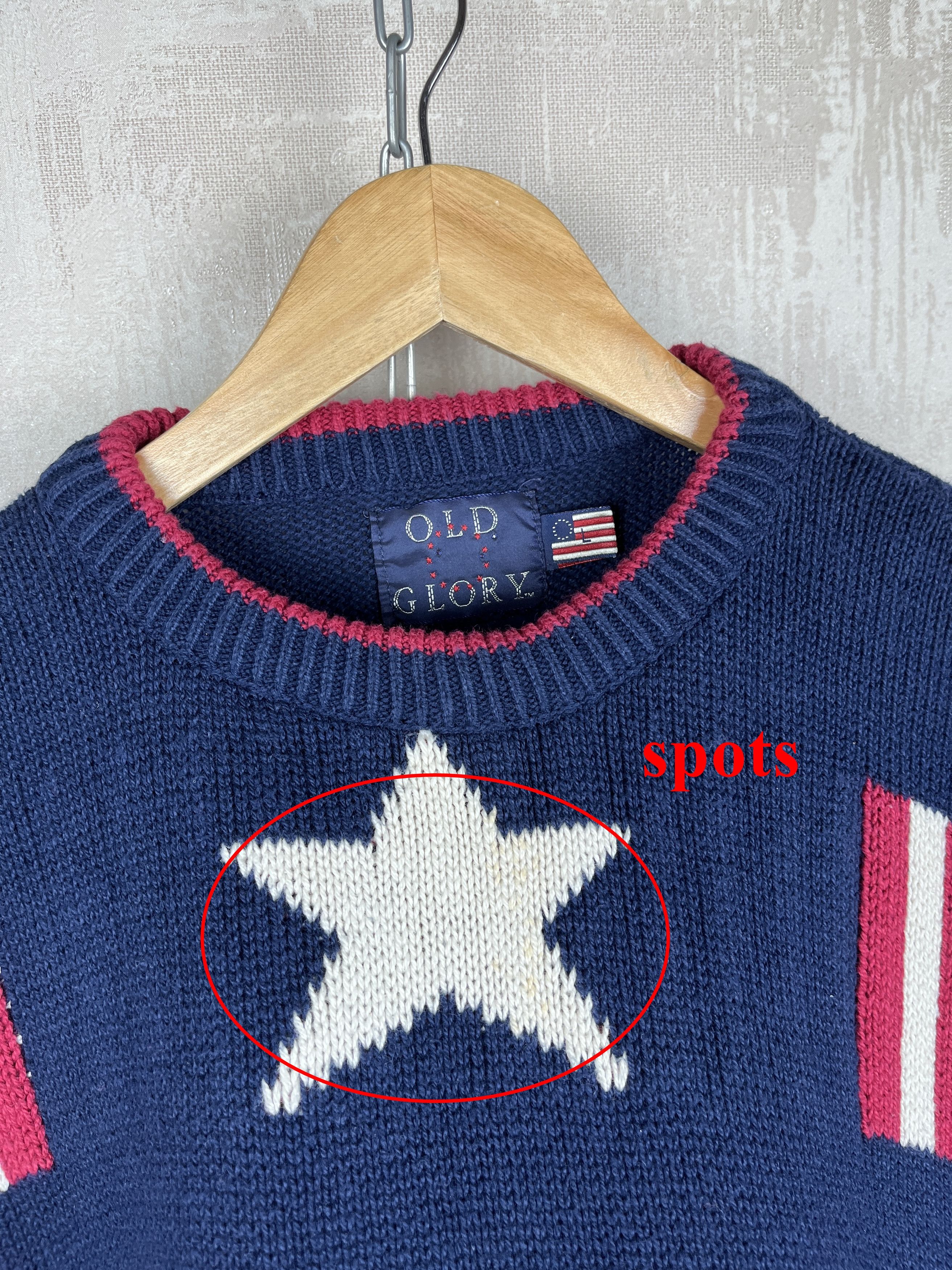 Vintage 90s Old Glory America Flag Stars Stripes USA Vintage Sweater Size US L / EU 52-54 / 3 - 5 Thumbnail