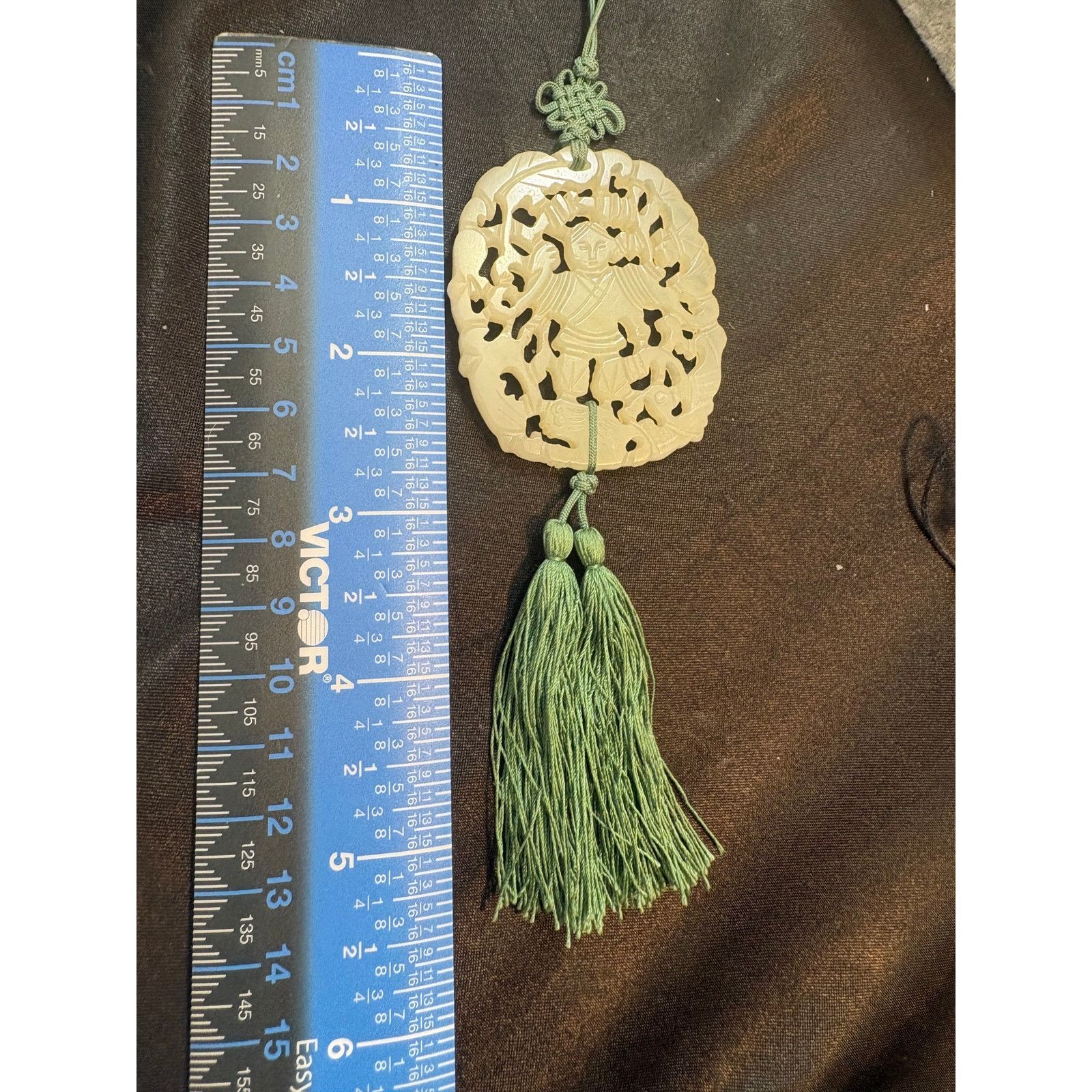 Other Vintage Nephrite Jade Openwork Pendant Necklace Size ONE SIZE - 4 Thumbnail