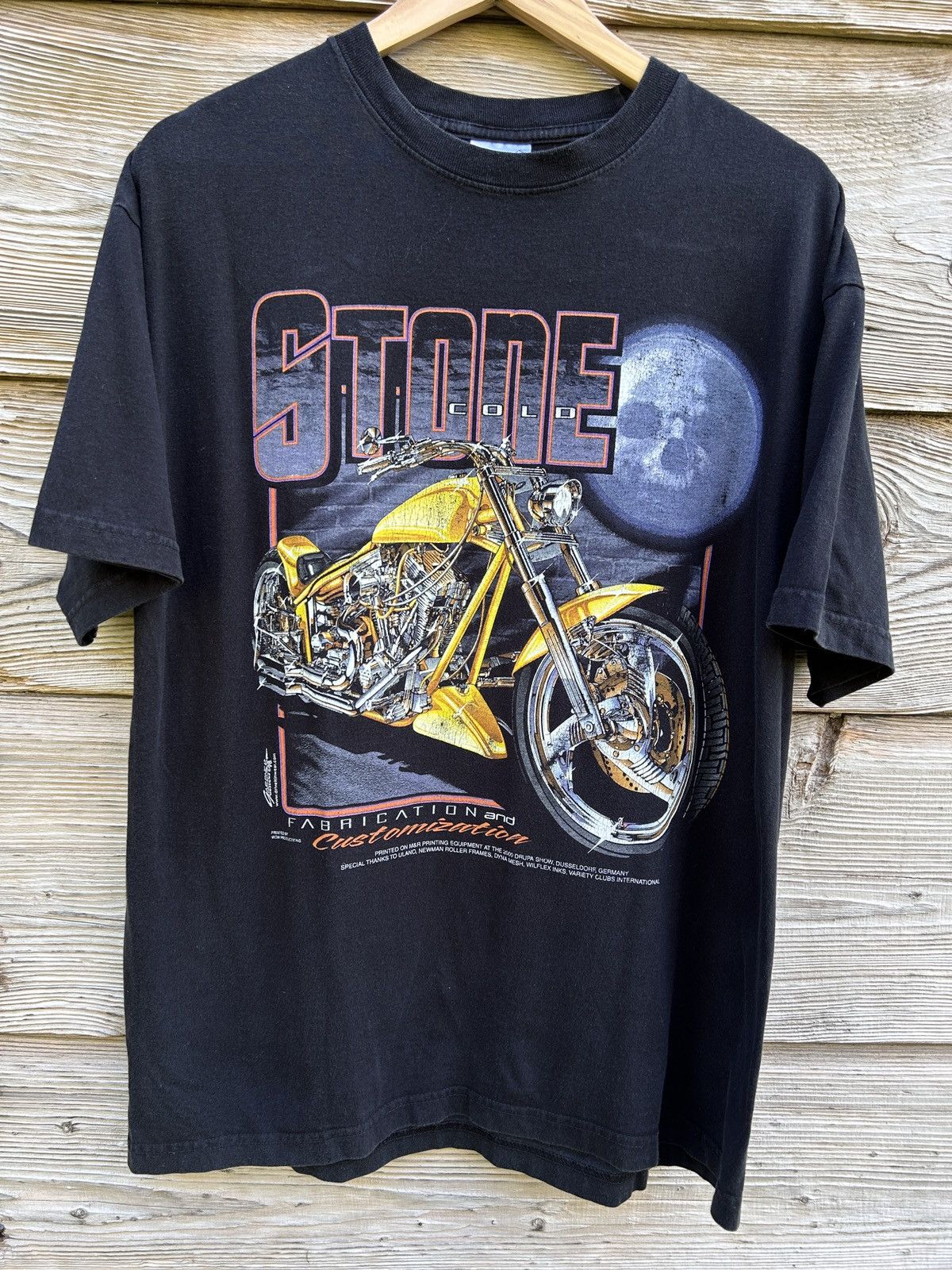 Vintage 90s Stone Cold Motorcycle Fabrication Graphic Design T-Shirt Size US L / EU 52-54 / 3 - 1 Thumbnail