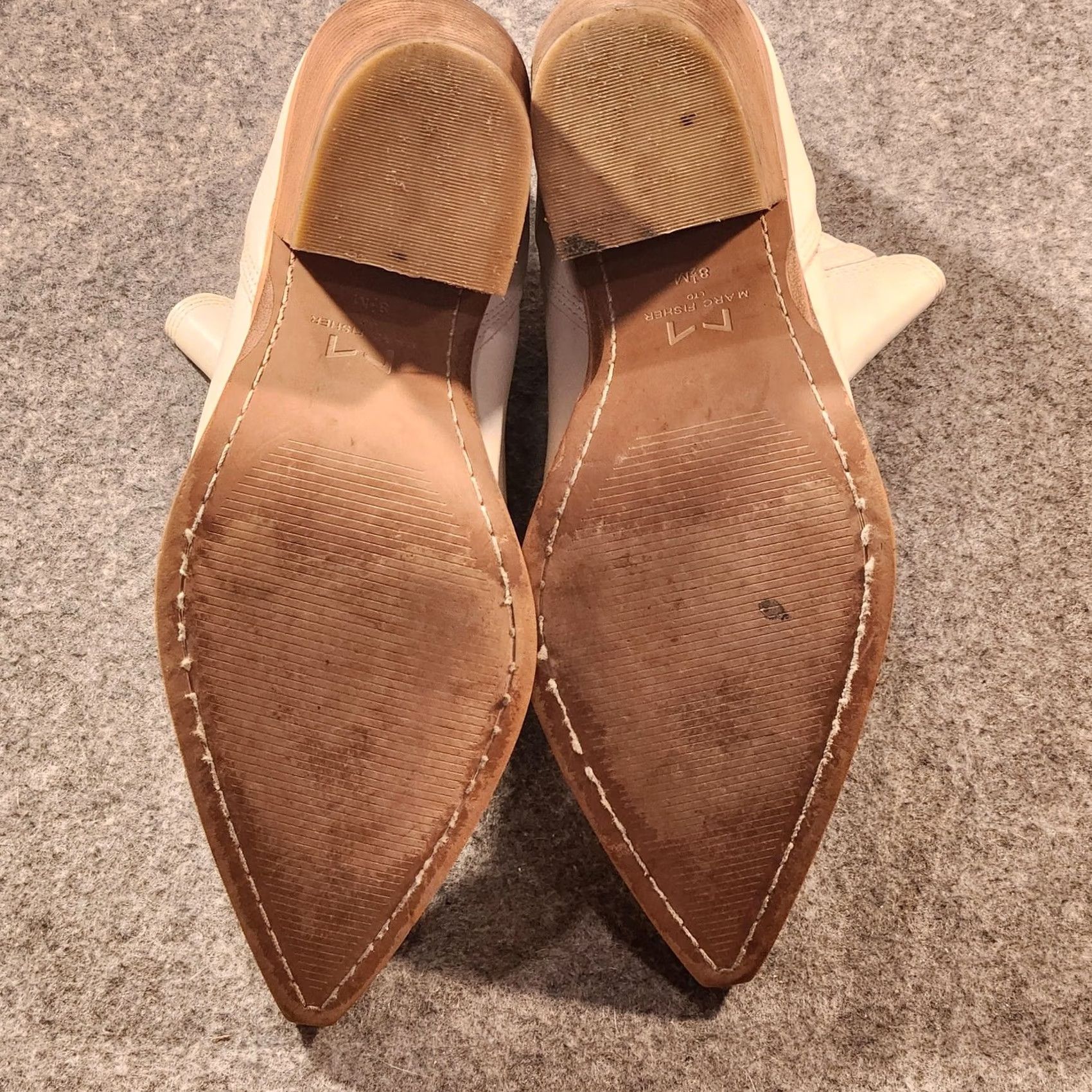 Marc Fisher Marc Fisher LTD Boots Womens 8.5 White Leather Western Ankle Block Heel Shoes Size US 9 / IT 39 - 6 Thumbnail