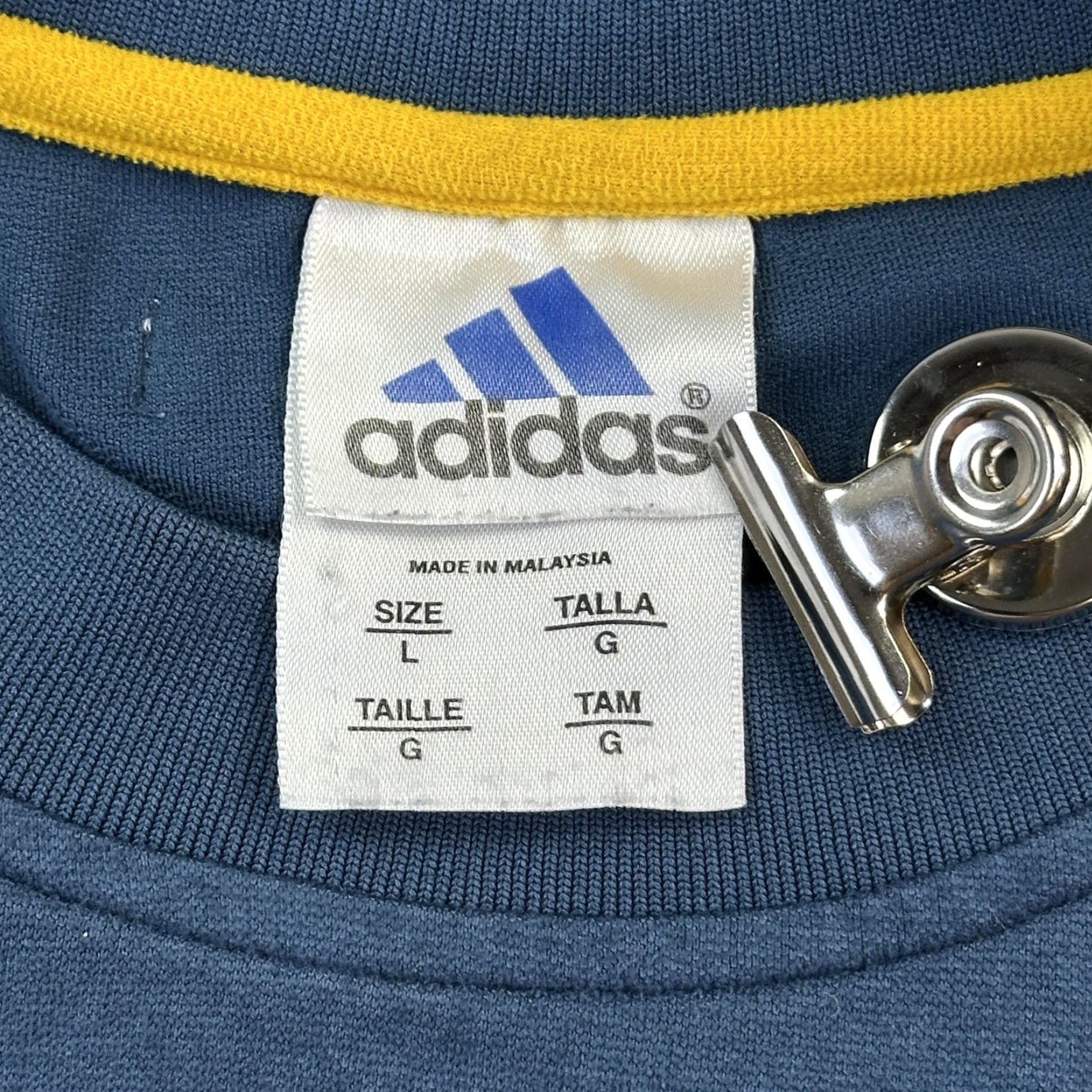 Adidas VINTAGE Adidas Shirt Mens Large Blue Yellow Terry Climalite Short Sleeve Tennis Size US L / EU 52-54 / 3 - 7 Thumbnail
