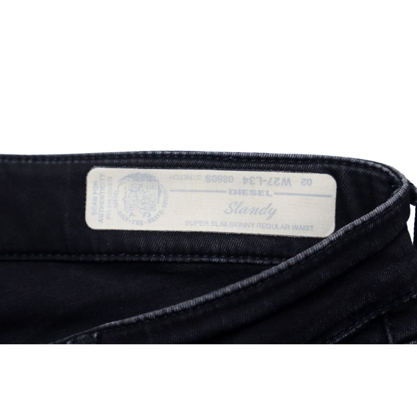 Diesel DIESEL Slandy Super Slim-Skinny 0860S Stretch Jeans Women's W27/L34 Ankle Regular Waist Black Denim Jeans Women Slim-Skinny 27W34L Size 27" / US 4 / IT 40 - 6 Thumbnail