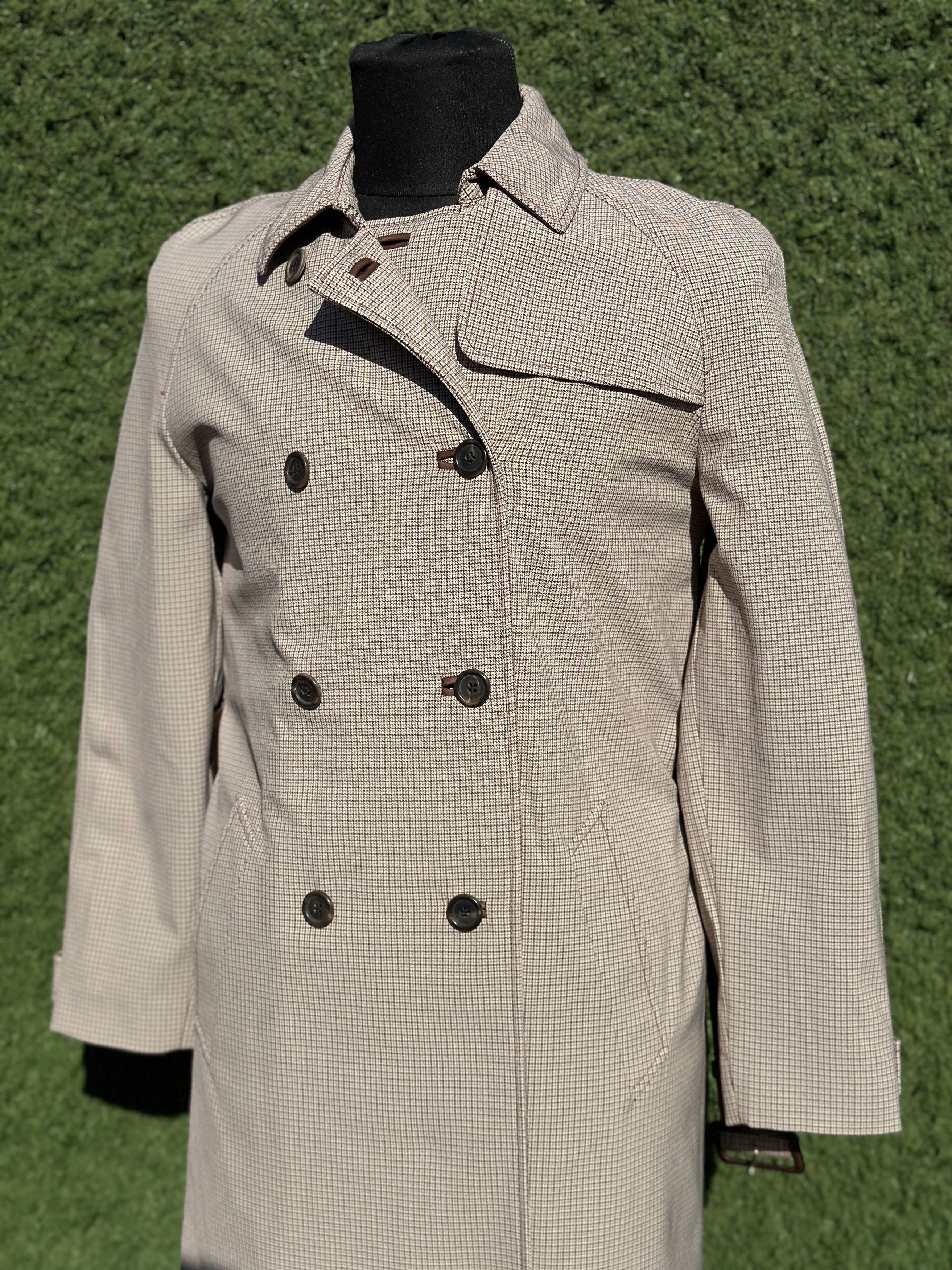 Prada Prada Check Stretch Trench Coat Leather Detail Italy Size 40 Size S / US 4 / IT 40 - 7 Thumbnail
