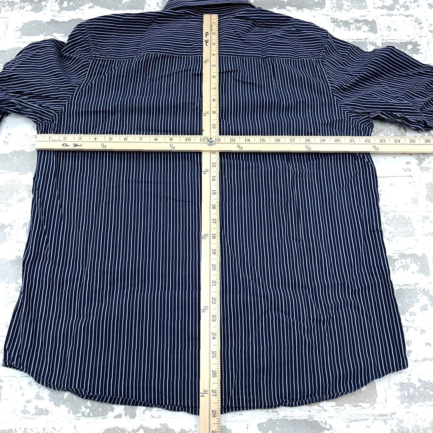 Calvin Klein Calvin Klein Shirt Men Large Blue Striped Button-Up Dress Pinstripe Adult Mens Size 42R - 6 Thumbnail