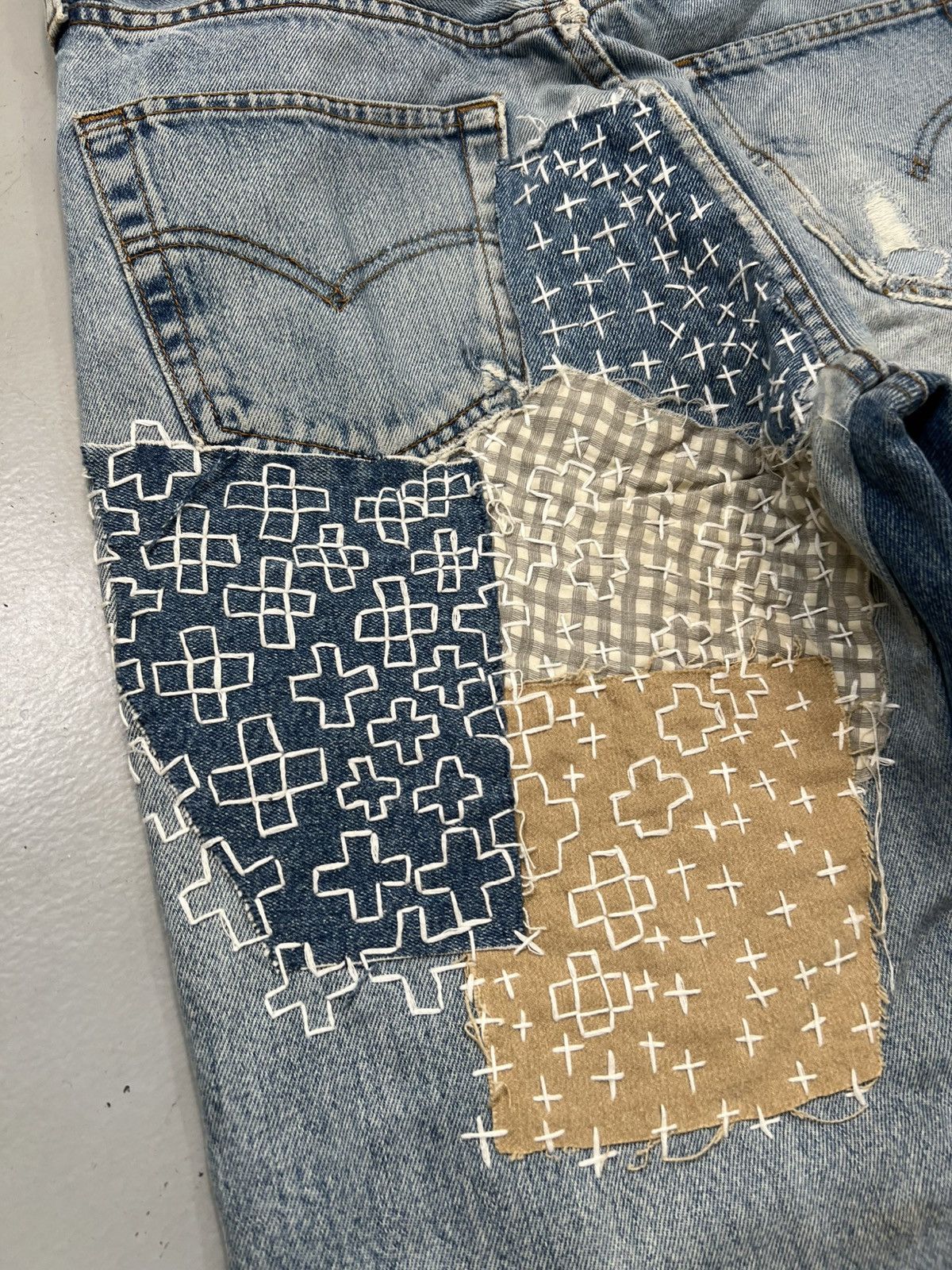 Vintage 1of1 levis shashiko hand stitch baggy denim Size US 30 / EU 46 - 4 Thumbnail