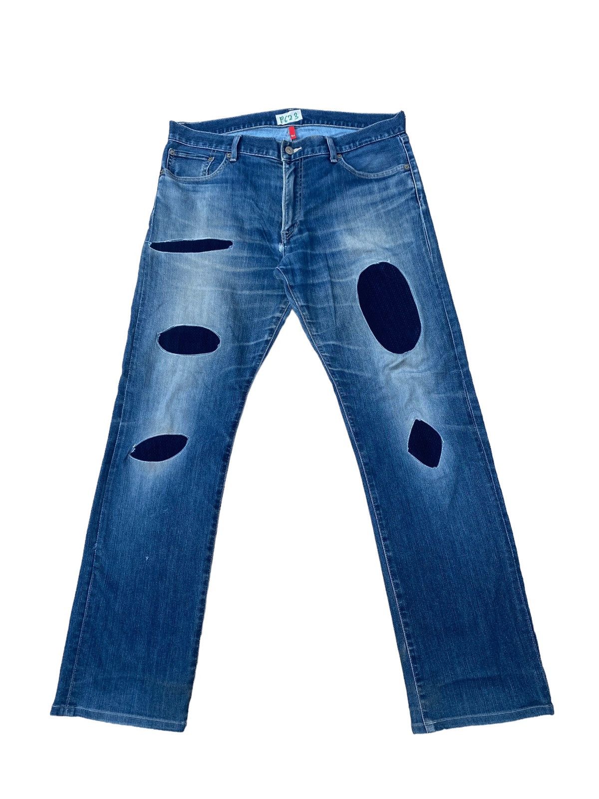 Uniqlo Rework Patchwork Distressed Uniqlo Denim Pant Size US 35 - 1 Thumbnail