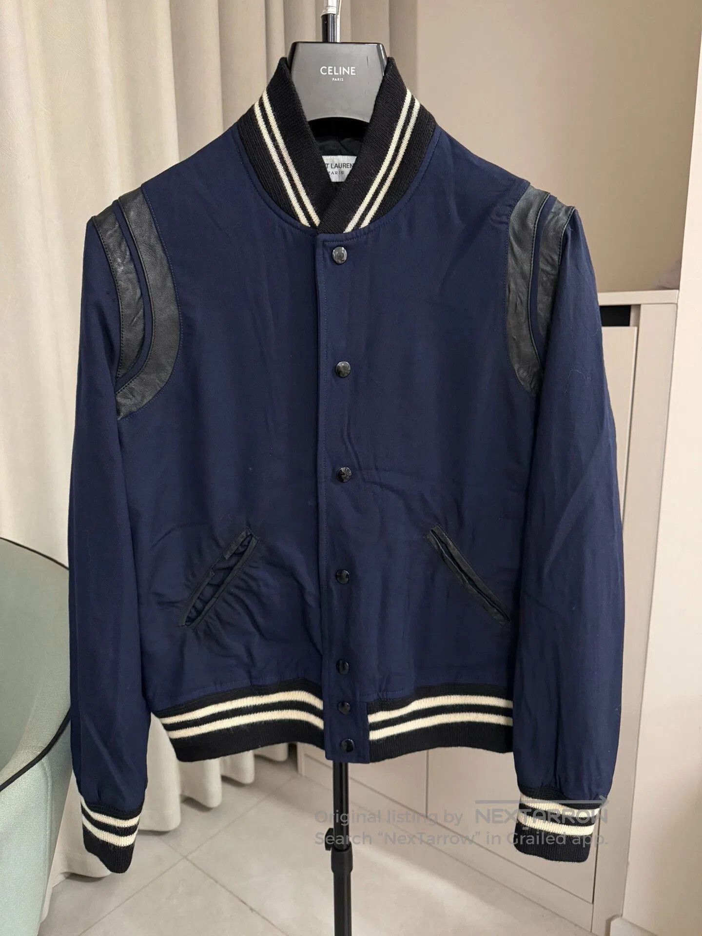 Saint Laurent Paris Saint Laurent 2016FW Blue Wool Baseball Jacket. Size US M / EU 48-50 / 2 - 1 Thumbnail