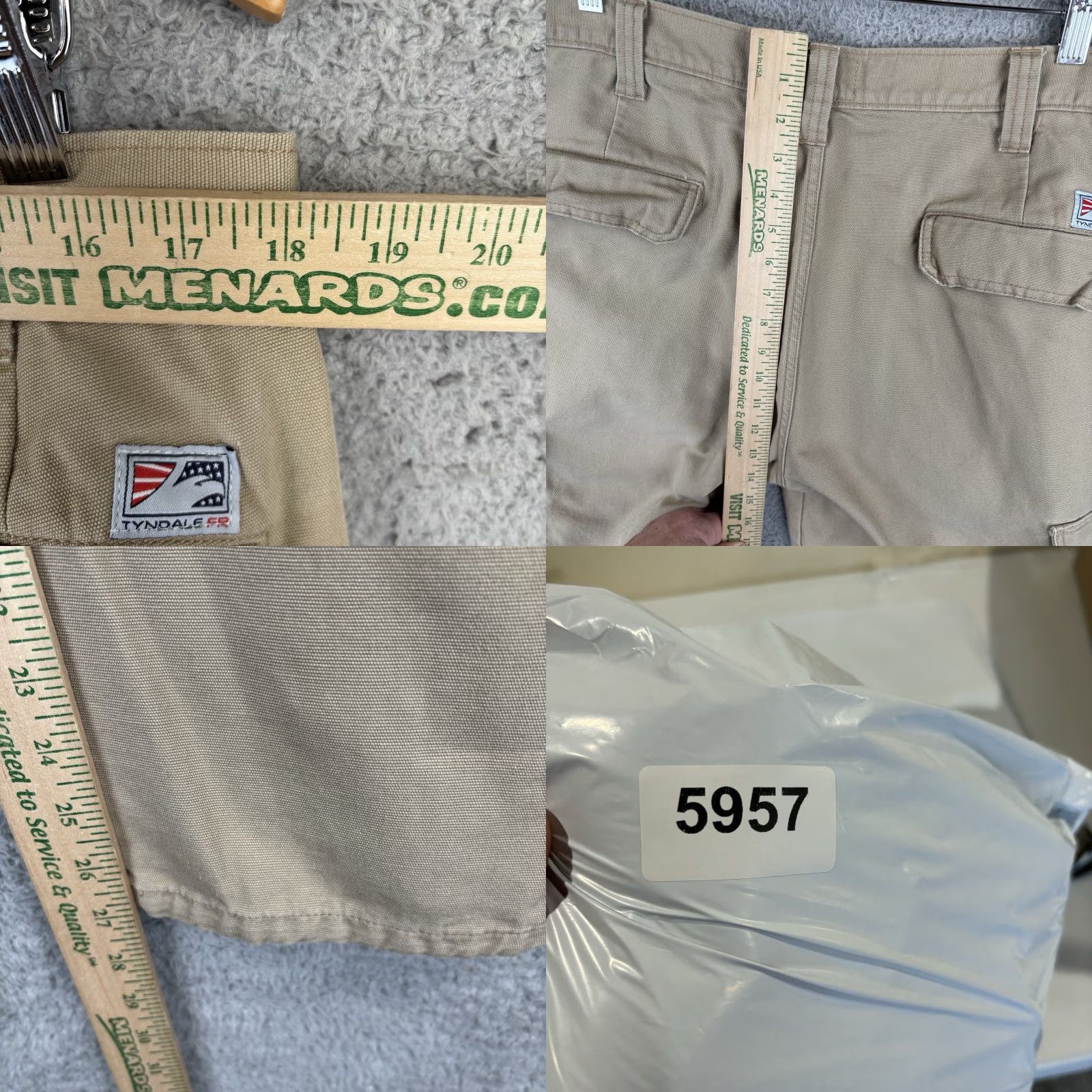 Vintage Tyndale Cargo Pants Mens 36x28 Khaki Flame Resistant FR Work Utility USA Pants Straight Mens 36 Beige Cotton Nylon Canvas Logo Pockets Workwear 90s? Size US 36 / EU 52 - 8 Thumbnail