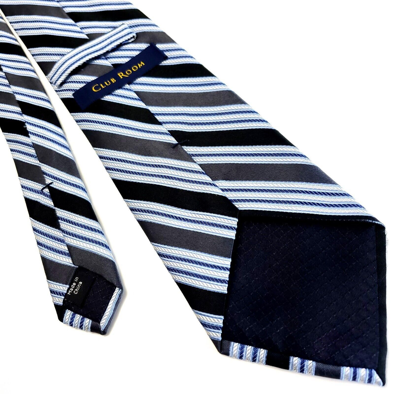 Club Room Club Room White Black Silk Tie Woven Striped Size ONE SIZE - 2 Thumbnail