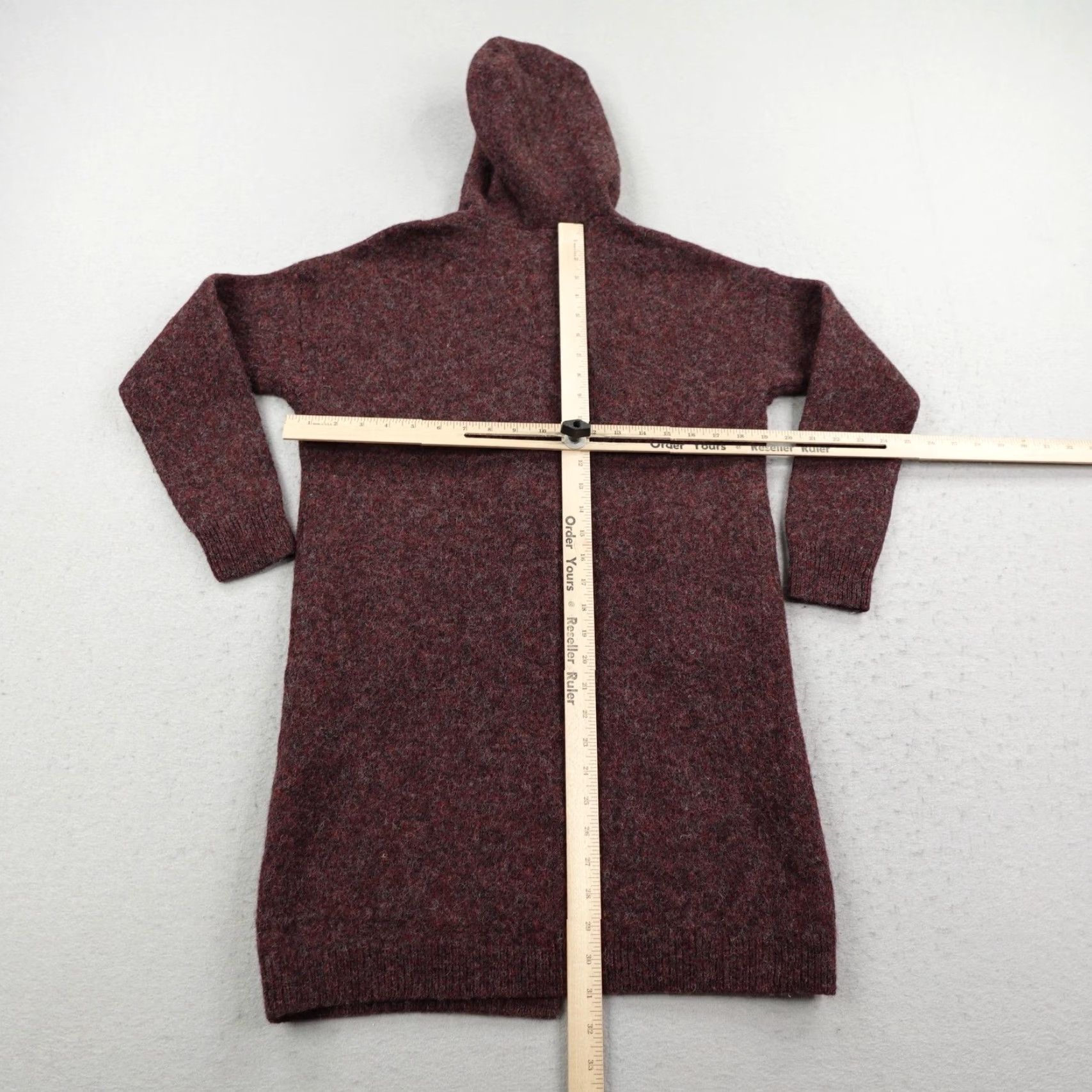 Uniqlo Uniqlo Sweater Womens Small Long Burgundy Red Cardigan Hooded Wool One Button Size S / US 4 / IT 40 - 5 Thumbnail