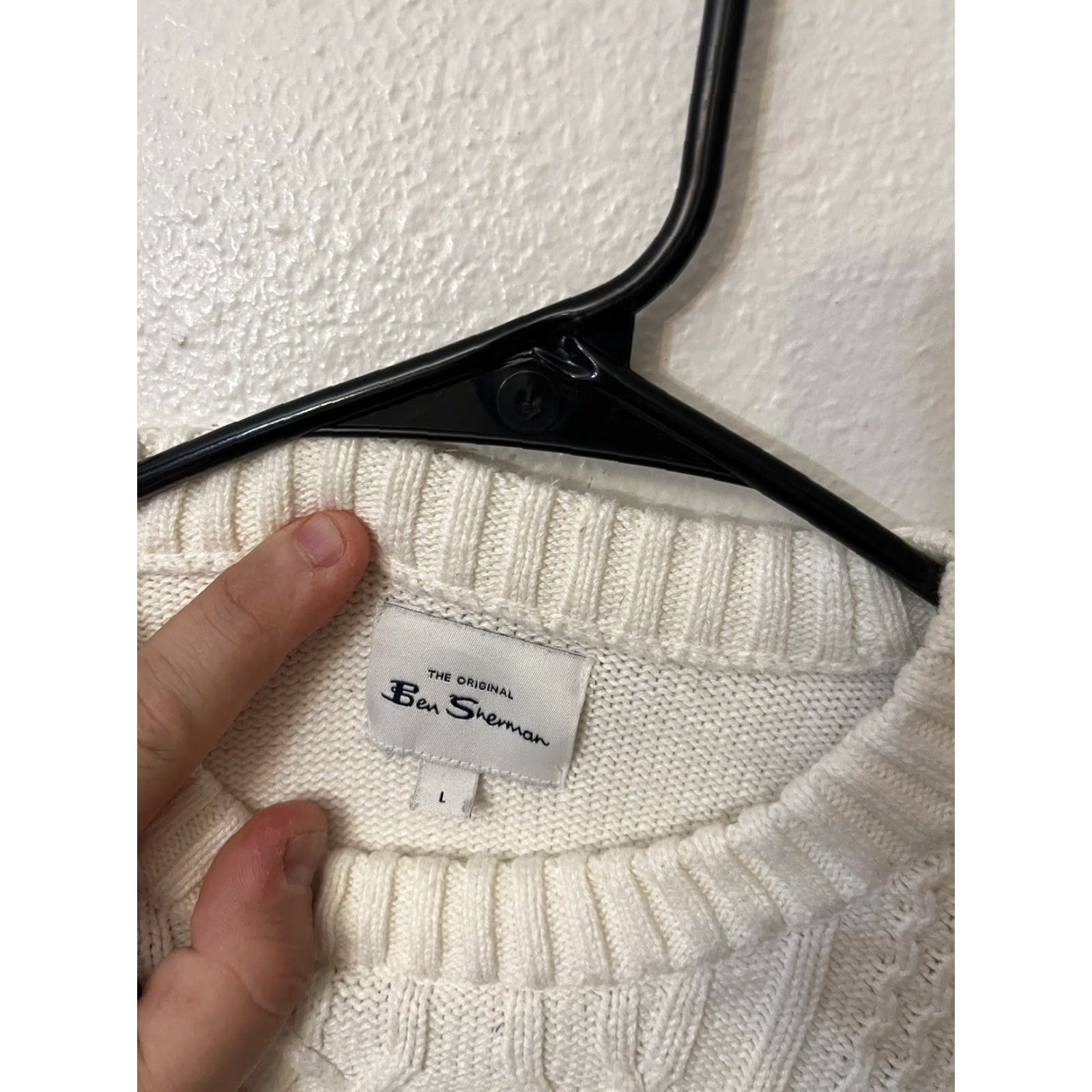 Ben Sherman VINTAGE Ben Sherman Ivory Cable Knit Sweater Men Large Crewneck Casual Classic Size US L / EU 52-54 / 3 - 2 Thumbnail