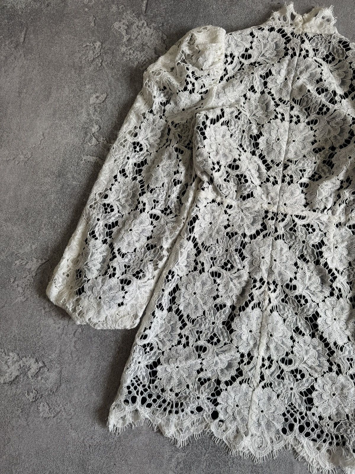 Sandro Sandro 36 white lace mini dress 👗 puff long sleeve Size XS / US 0-2 / IT 36-38 - 17 Thumbnail