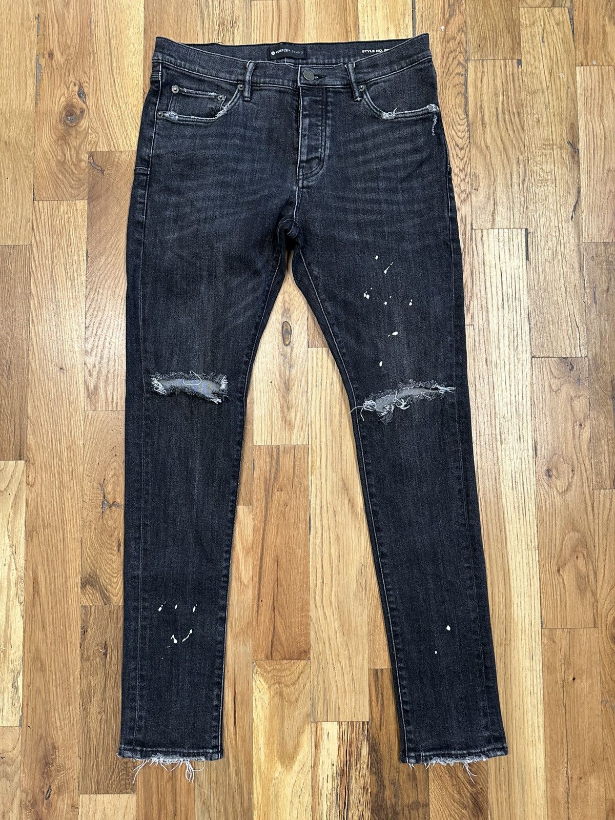 Purple Brand Purple Brand Knee Rip Paint Splatter Black Denim Jeans Sz 31 Size US 31 - 1 Thumbnail