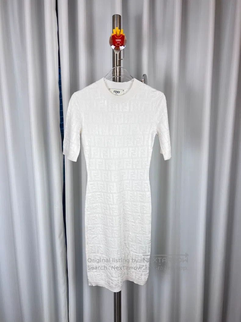 Fendi Fendi White double F full print knit dress Size XXS / US 00 / IT 34 - 1 Thumbnail