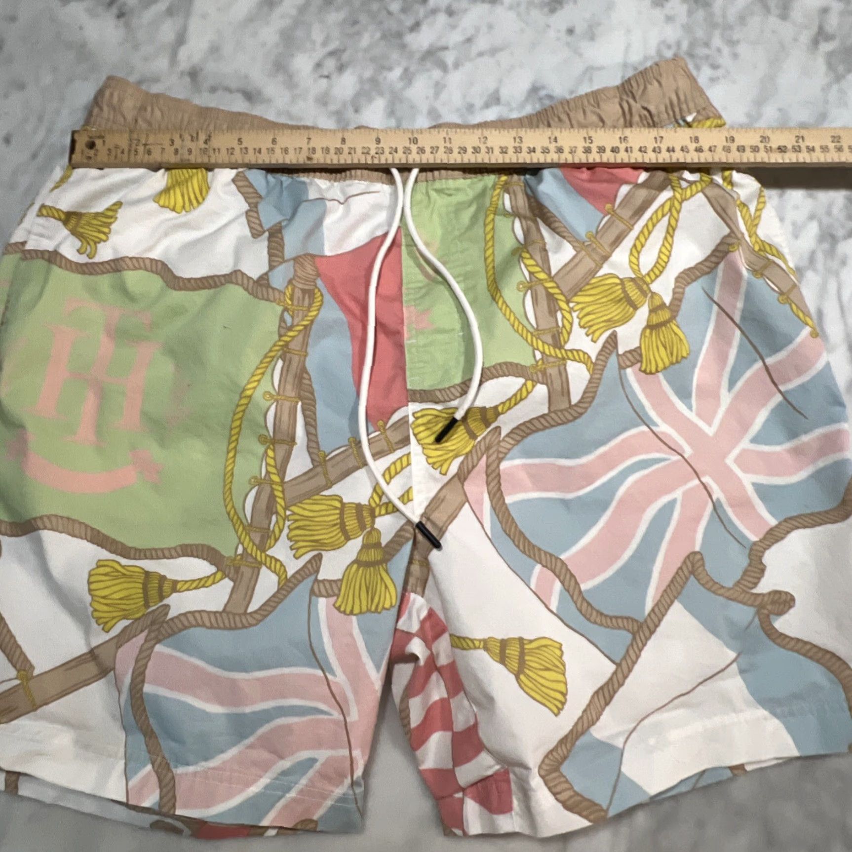 Tommy Hilfiger Tommy Hilfiger Men Lined Swim Shorts Trunks 2XL Cotton Blend Pockets Drawstring Multicolor Beach Logo Size US 39 - 6 Thumbnail