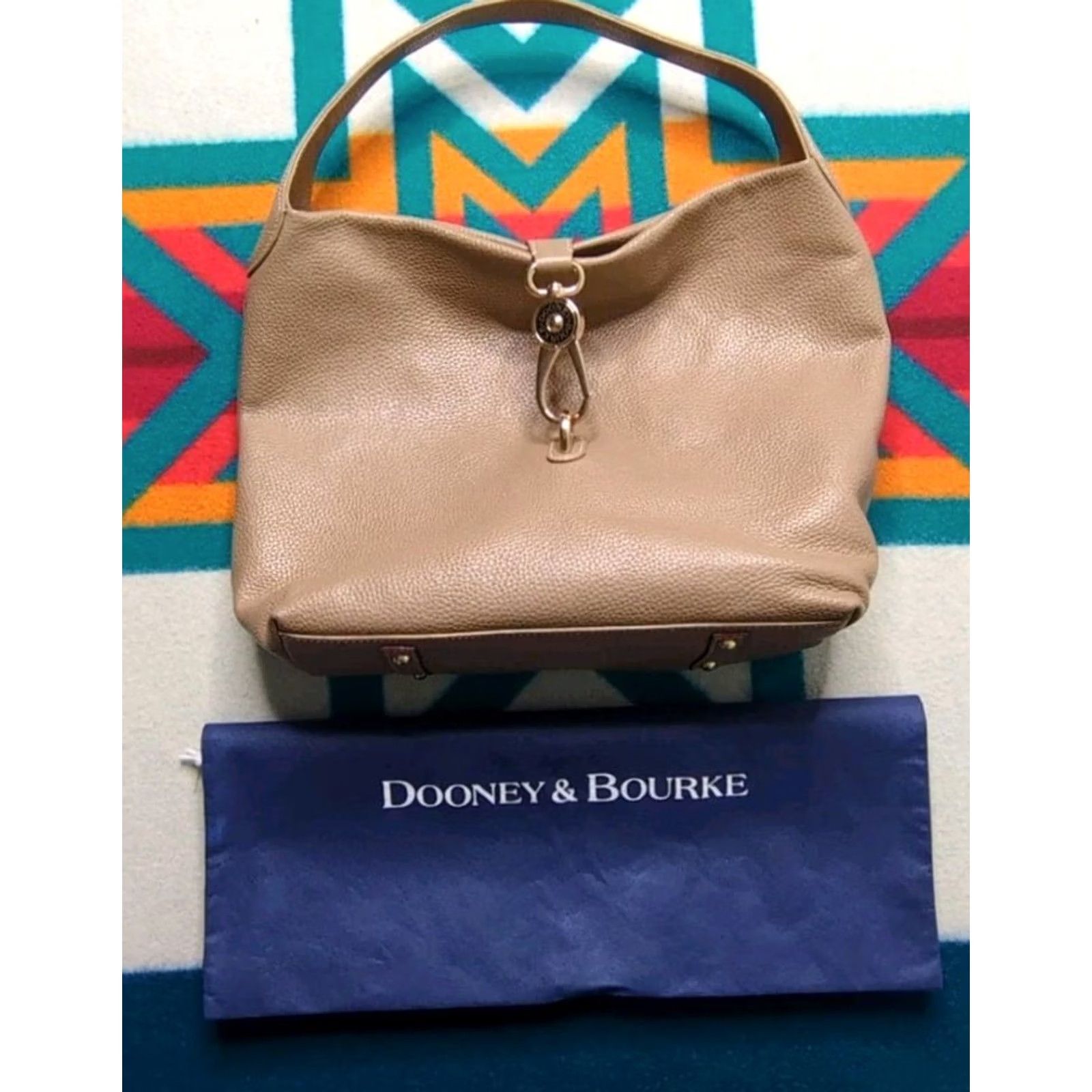 Dooney & Bourke Dooney & Bourke Hobo Logo Lock Pebble Grain Leather Beige Pink 12x16x6" Women Bag Purse Handbag Strap Pebble Finish Classic Designer Size ONE SIZE - 2 Thumbnail